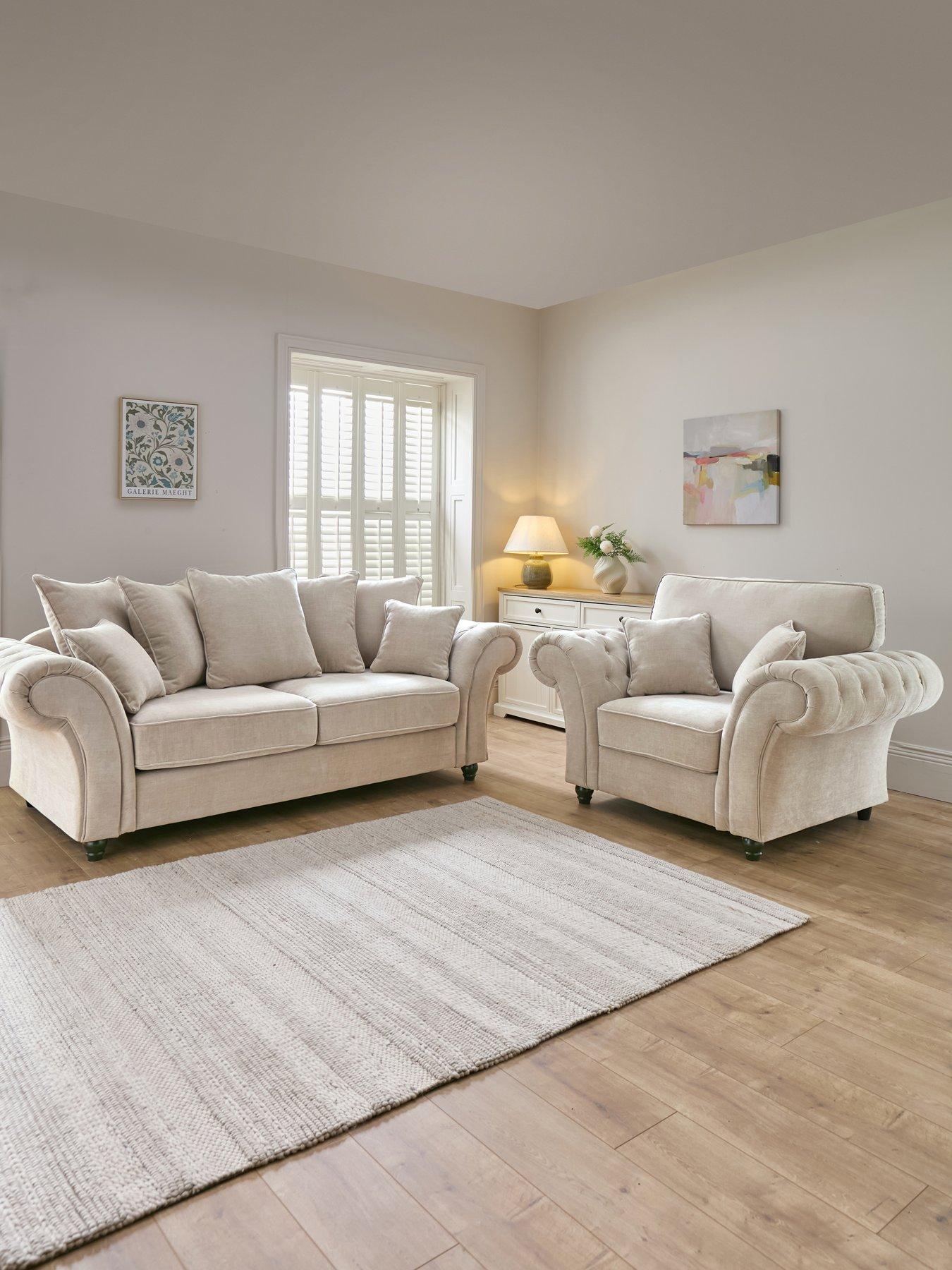 Image 1 of 7 of The Very Collection Windsor Fabric 3 Seater Scatter Back Sofa + Armchair Set (Buy &amp; SAVE!) - FSC&reg; Certified