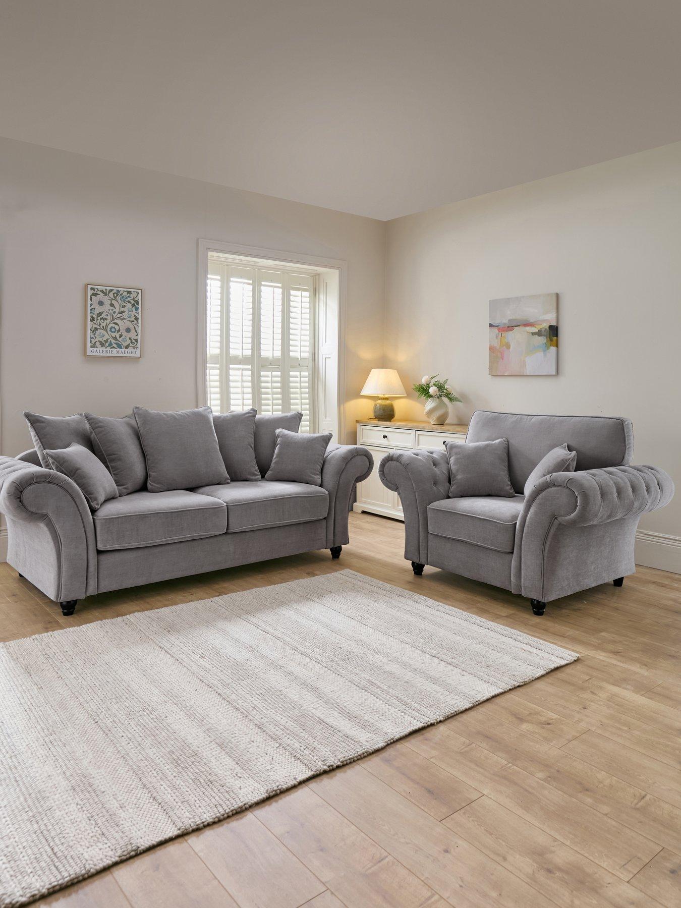 The Very Collection Windsor Fabric 3 Seater Scatter Back Sofa + Armchair Set (Buy  &  SAVE!) - FSC® Certified