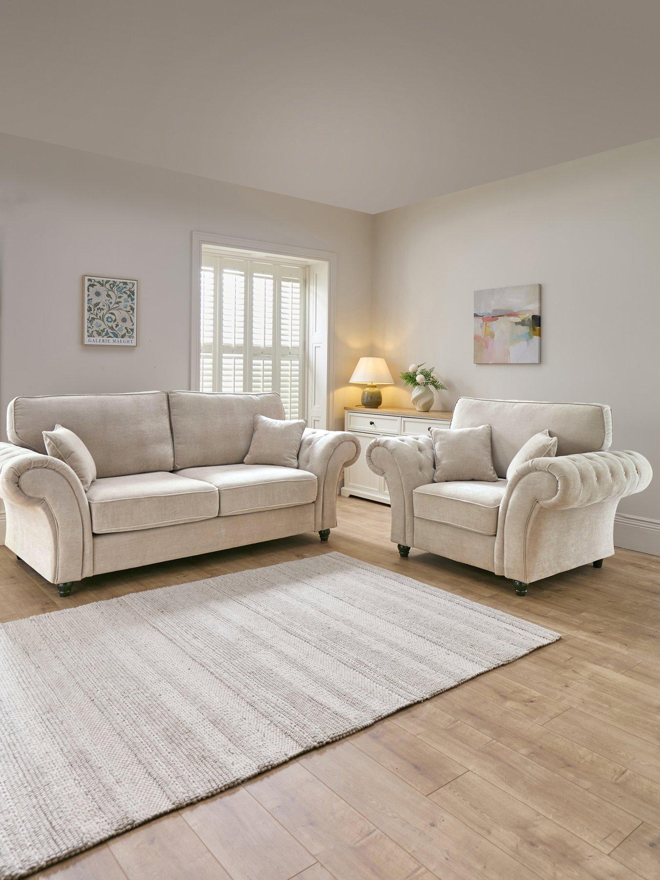 Image 1 of 7 of The Very Collection Windsor Fabric 3 Seater Standard Back Sofa + Armchair Set (Buy &amp; SAVE!)