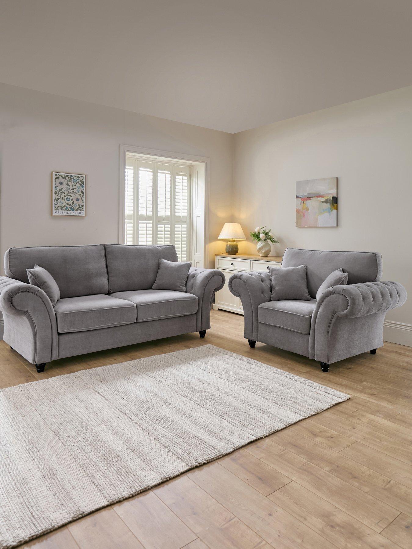 The Very Collection Windsor Fabric 3 Seater Standard Back Sofa + Armchair Set (Buy  &  SAVE!)