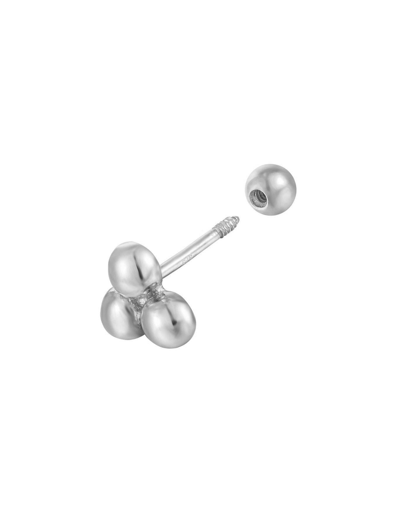 Image 3 of 6 of Seol + Gold Sterling Silver Triple Dot Barbell Stud Earring