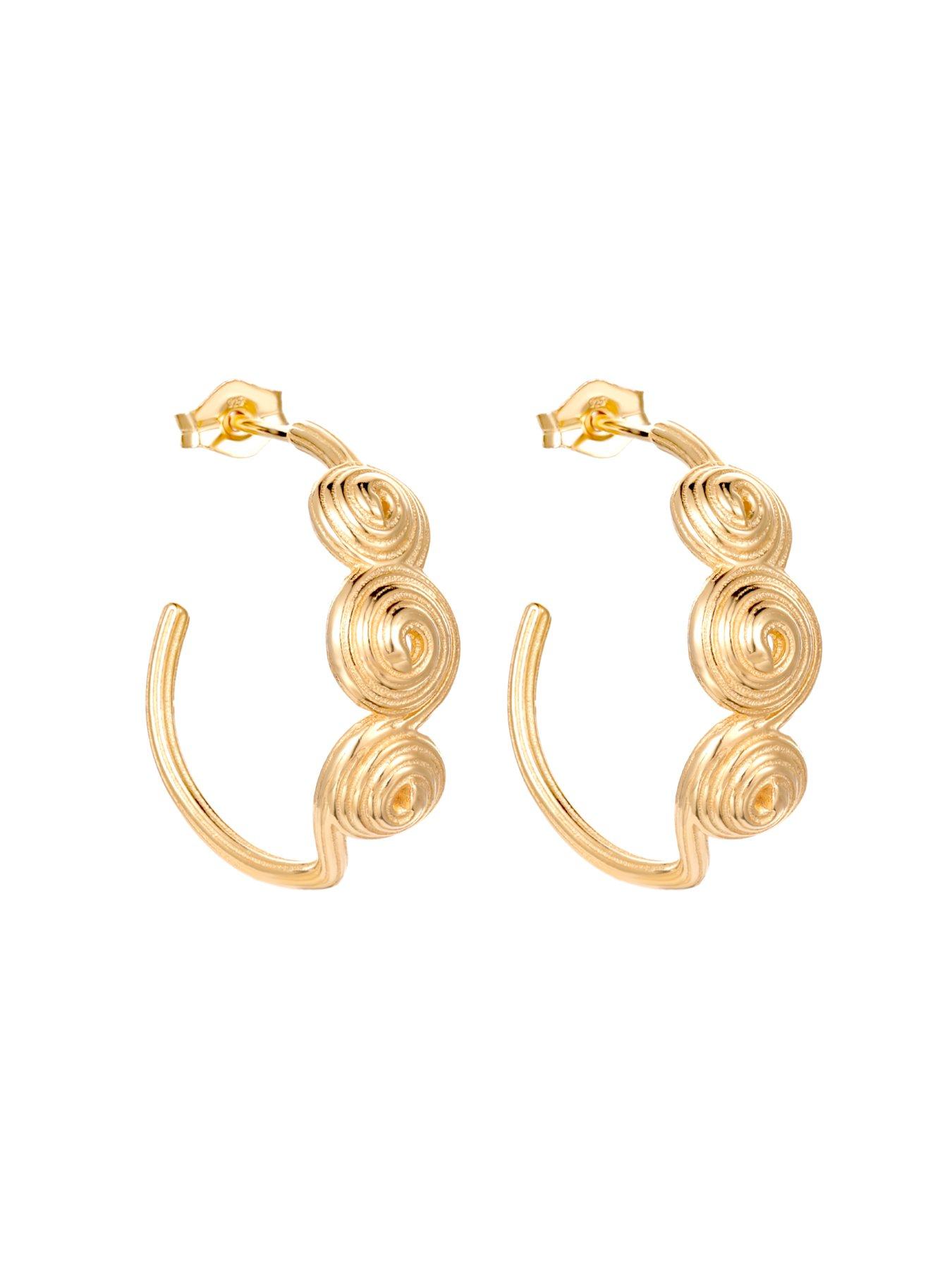 Image 3 of 6 of Seol + Gold 18ct Gold Plate Over Sterling Silver Spiral Shell Studs