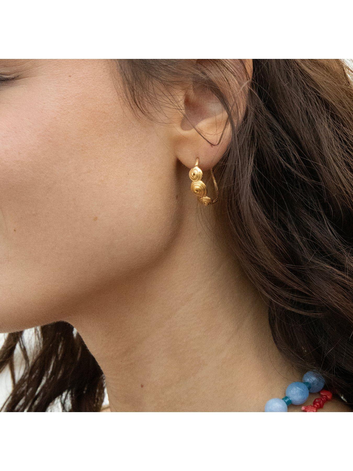 Image 4 of 6 of Seol + Gold 18ct Gold Plate Over Sterling Silver Spiral Shell Studs