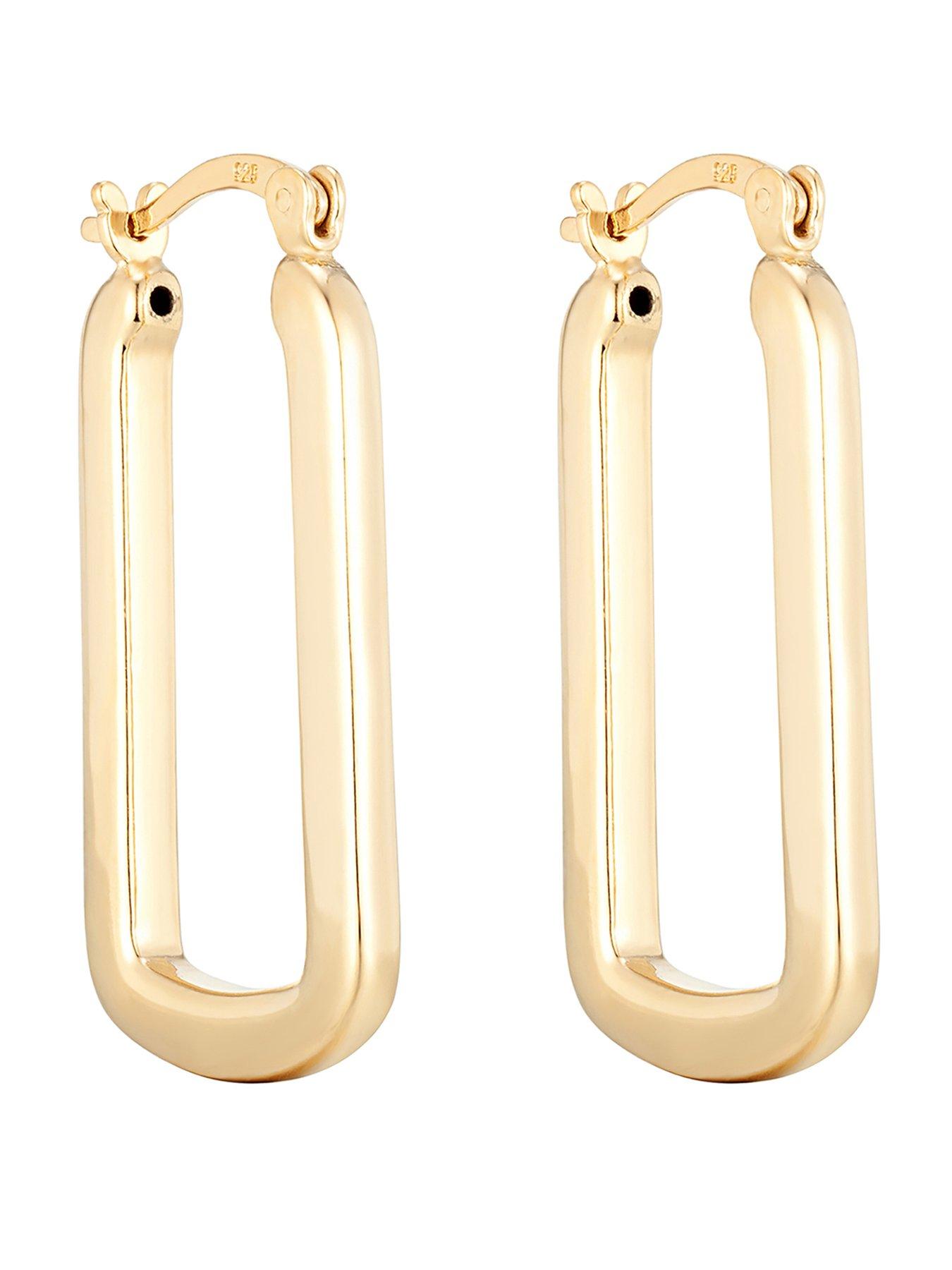 Image 1 of 6 of Seol + Gold 18ct Gold Plate Over Sterling Silver Rectangle Hoops
