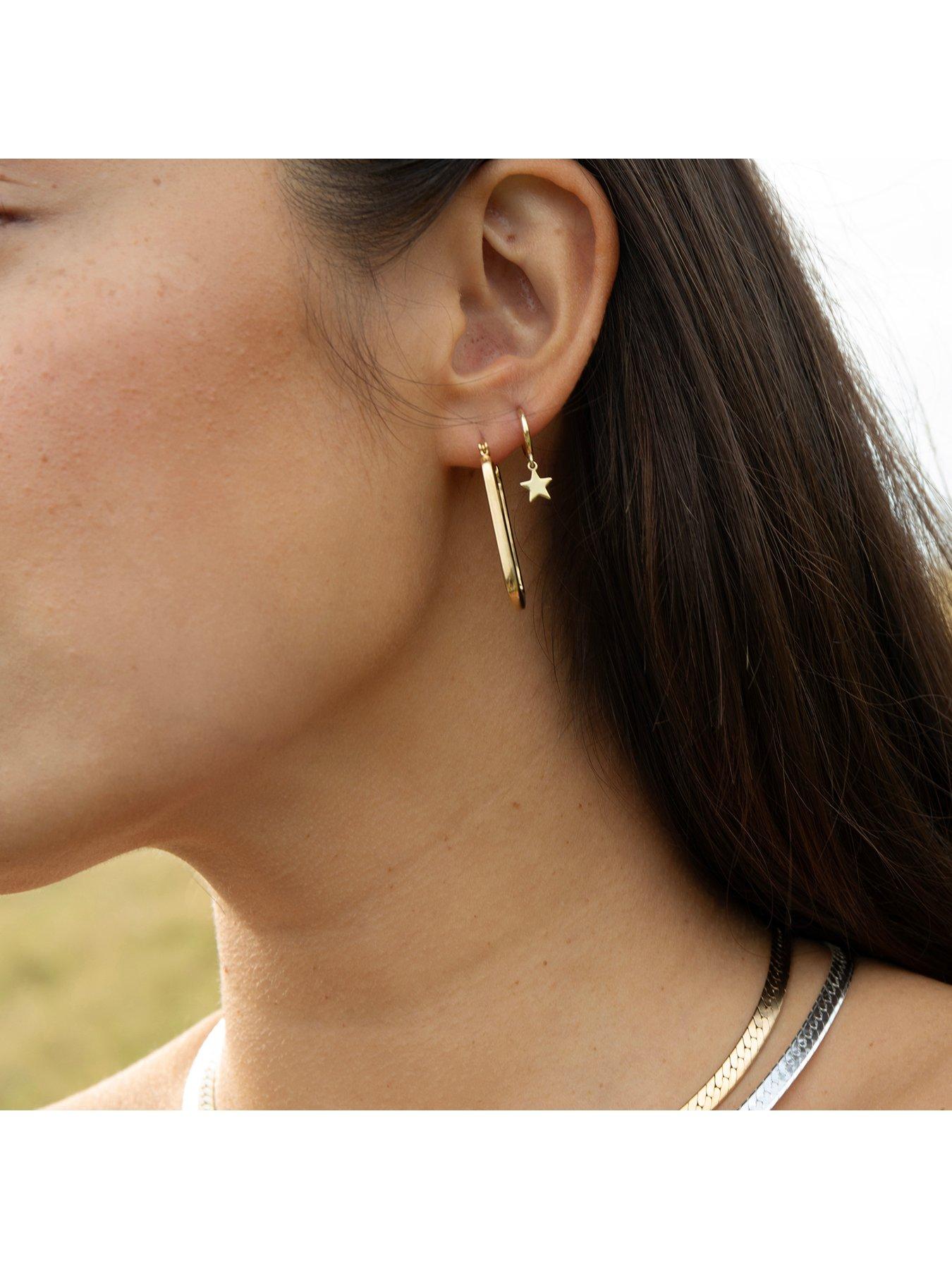 Image 2 of 6 of Seol + Gold 18ct Gold Plate Over Sterling Silver Rectangle Hoops