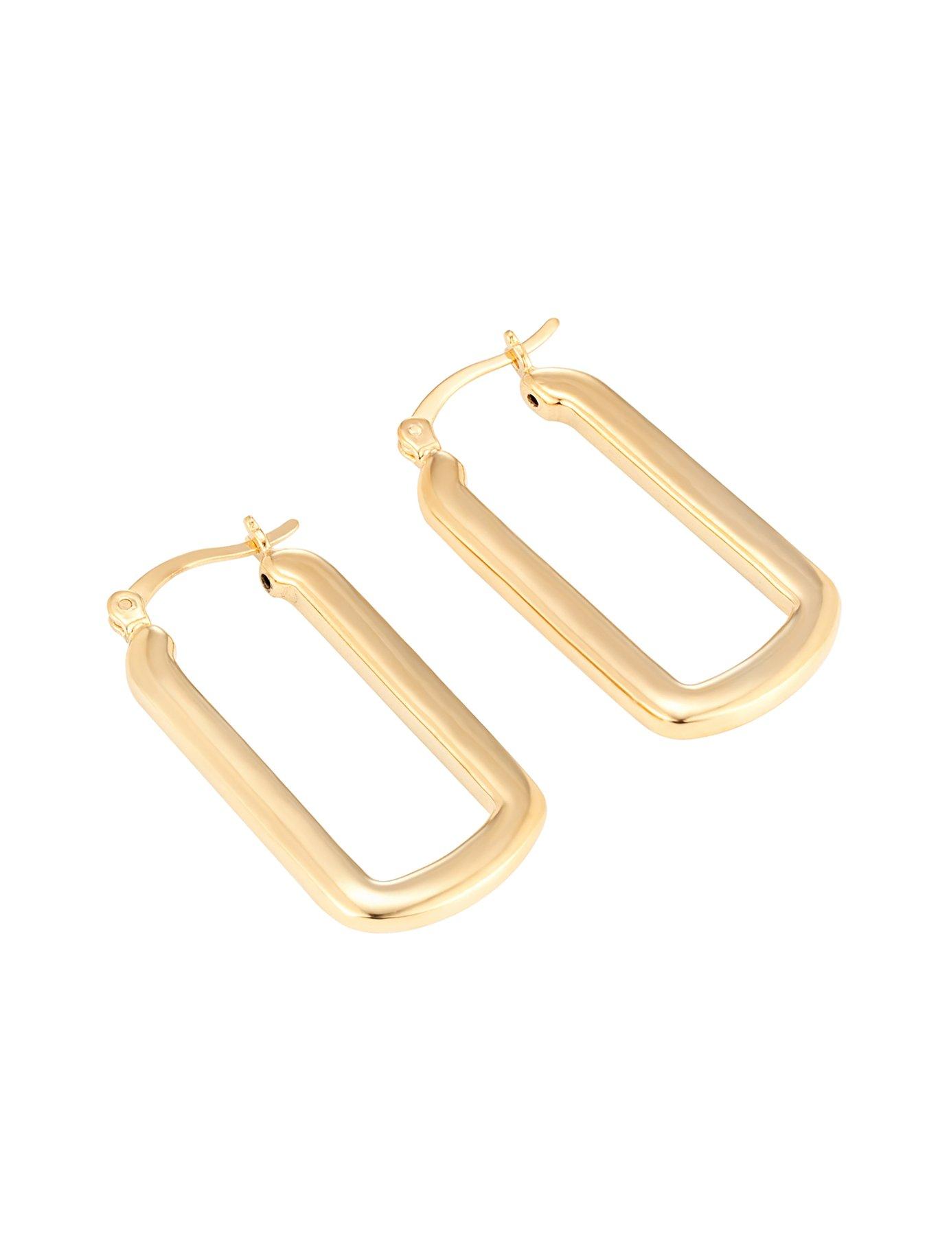 Image 3 of 6 of Seol + Gold 18ct Gold Plate Over Sterling Silver Rectangle Hoops