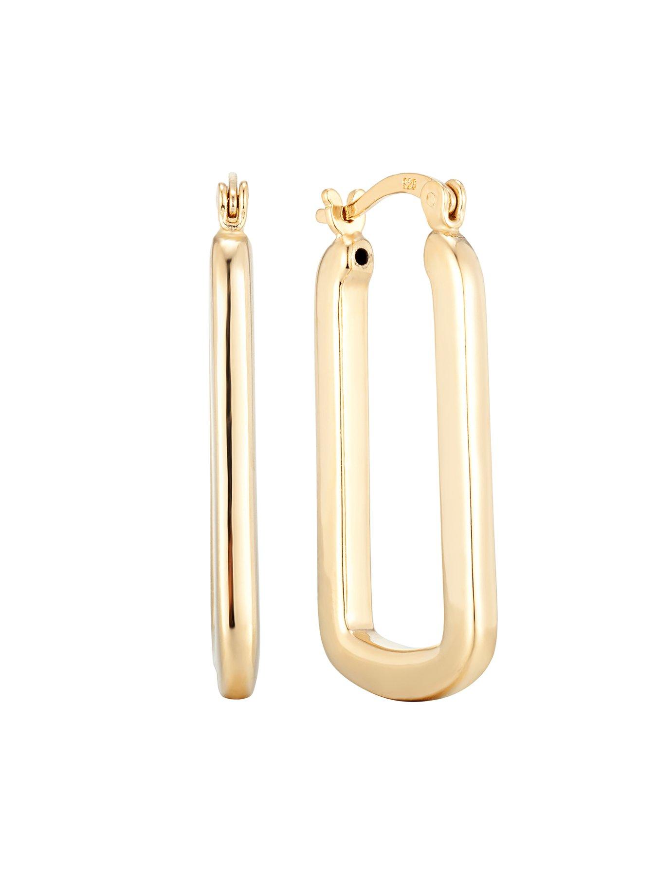 Image 5 of 6 of Seol + Gold 18ct Gold Plate Over Sterling Silver Rectangle Hoops