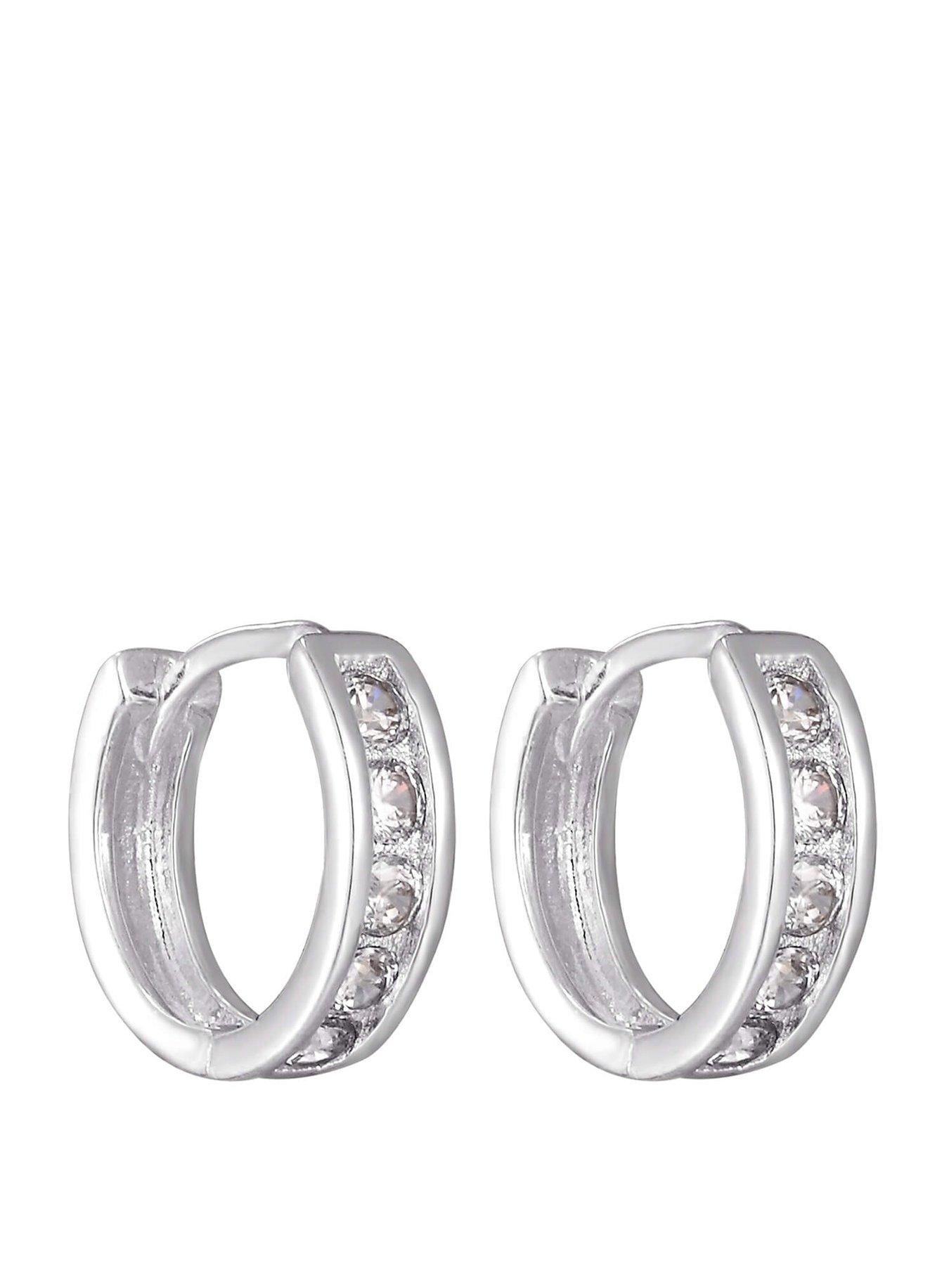 Image 1 of 6 of Seol + Gold Sterling Silver CZ Tiny Hoop Earrings