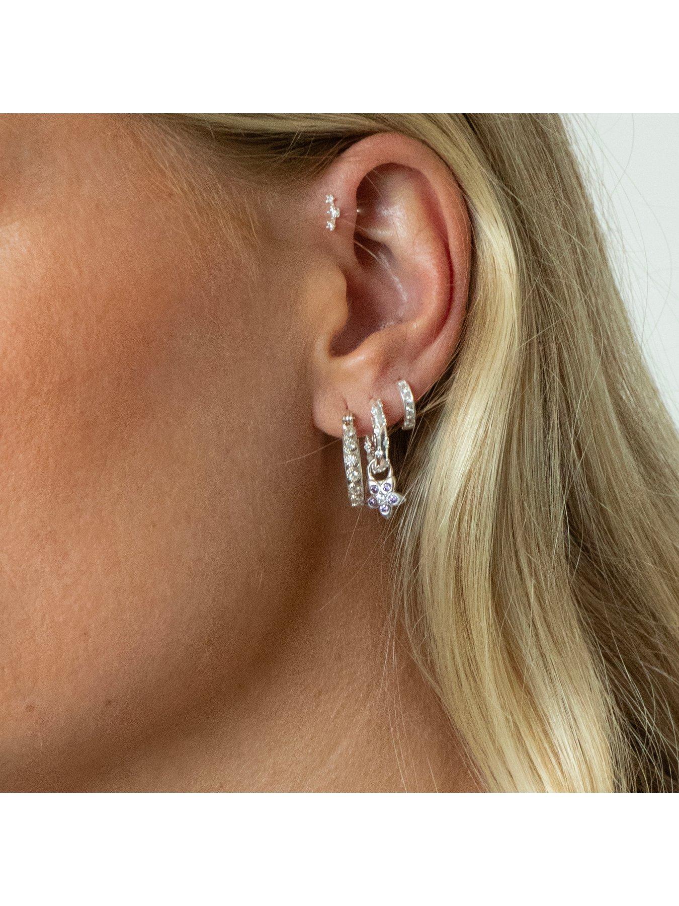 Image 2 of 6 of Seol + Gold Sterling Silver CZ Tiny Hoop Earrings