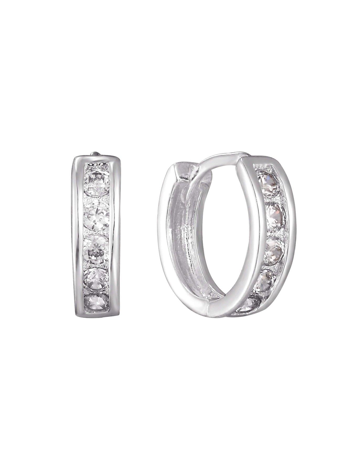Image 3 of 6 of Seol + Gold Sterling Silver CZ Tiny Hoop Earrings
