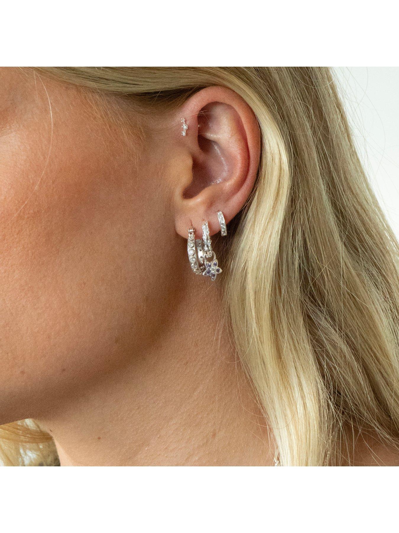 Image 5 of 6 of Seol + Gold Sterling Silver CZ Tiny Hoop Earrings