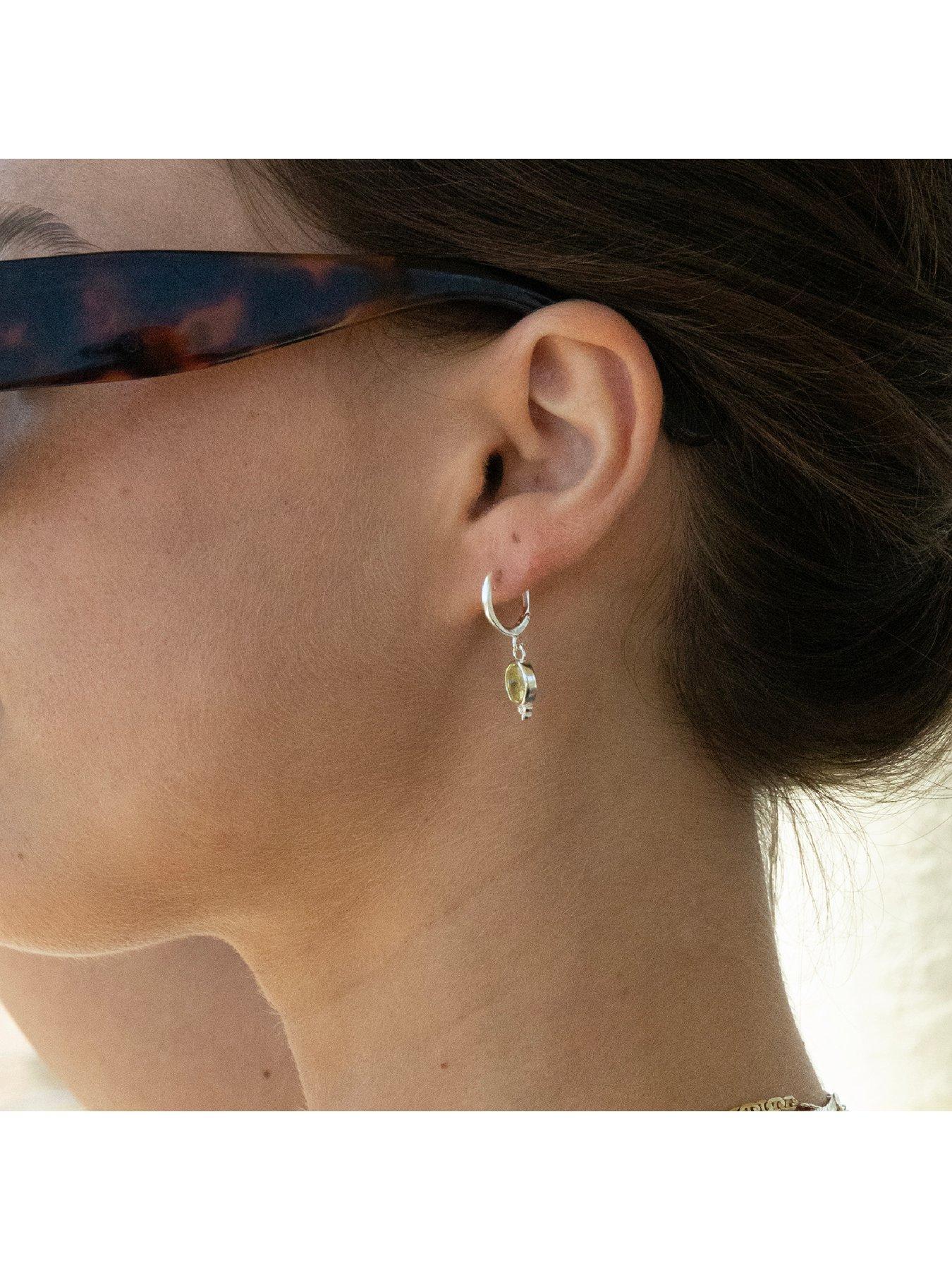 Image 4 of 5 of Seol + Gold Sterling Silver Peridot Bobble Charm Hoops