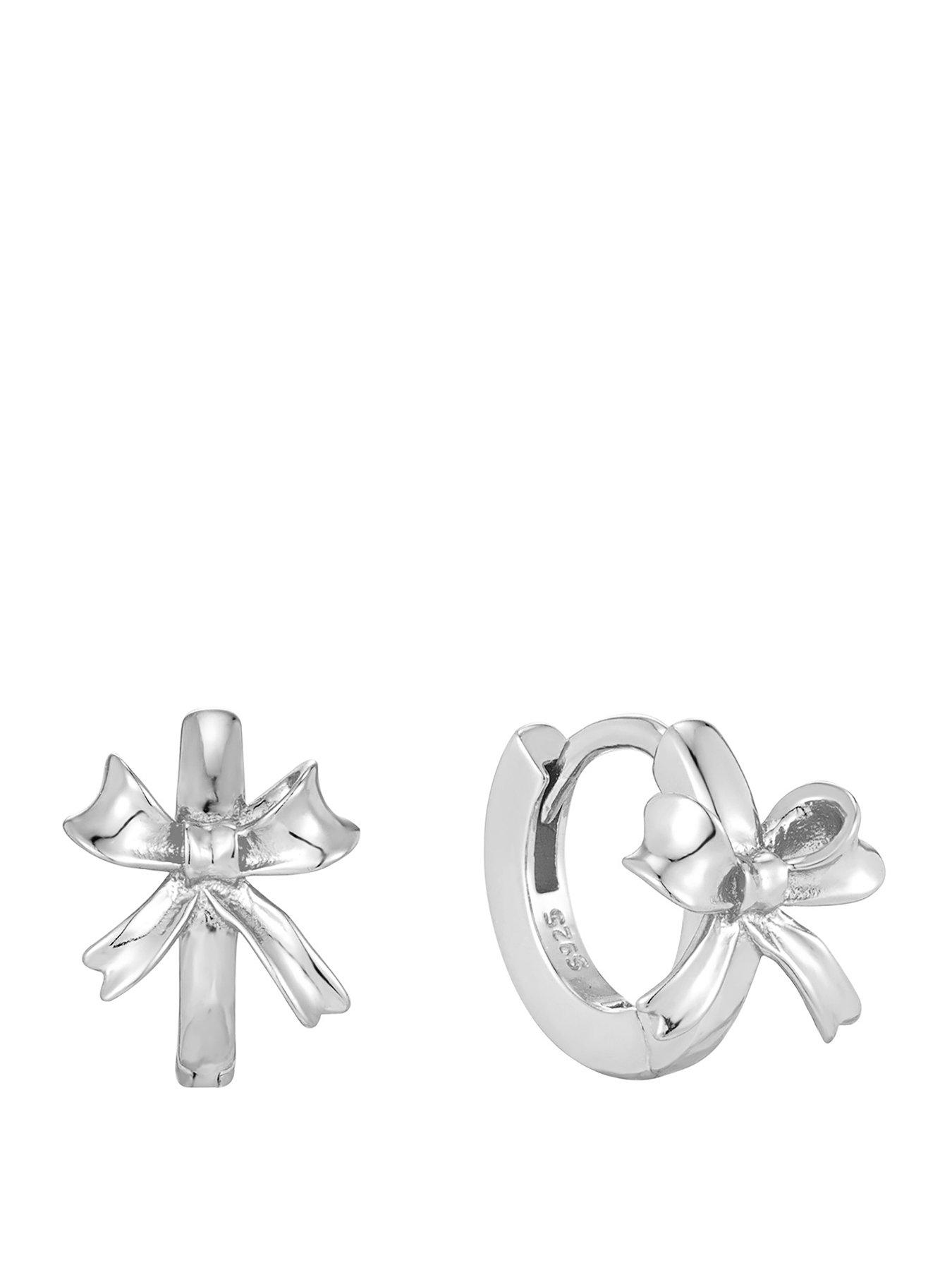 Image 1 of 6 of Seol + Gold Sterling Silver Bow Hoop Earrings