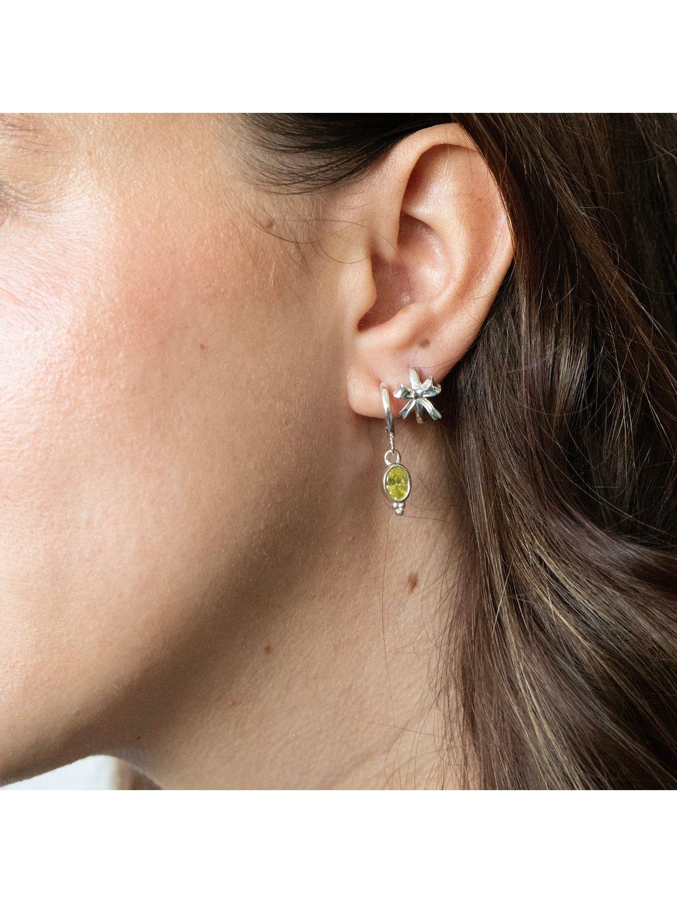 Image 2 of 6 of Seol + Gold Sterling Silver Bow Hoop Earrings