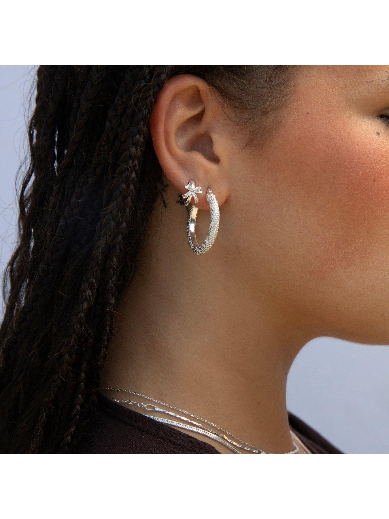 Image 4 of 6 of Seol + Gold Sterling Silver Bow Hoop Earrings