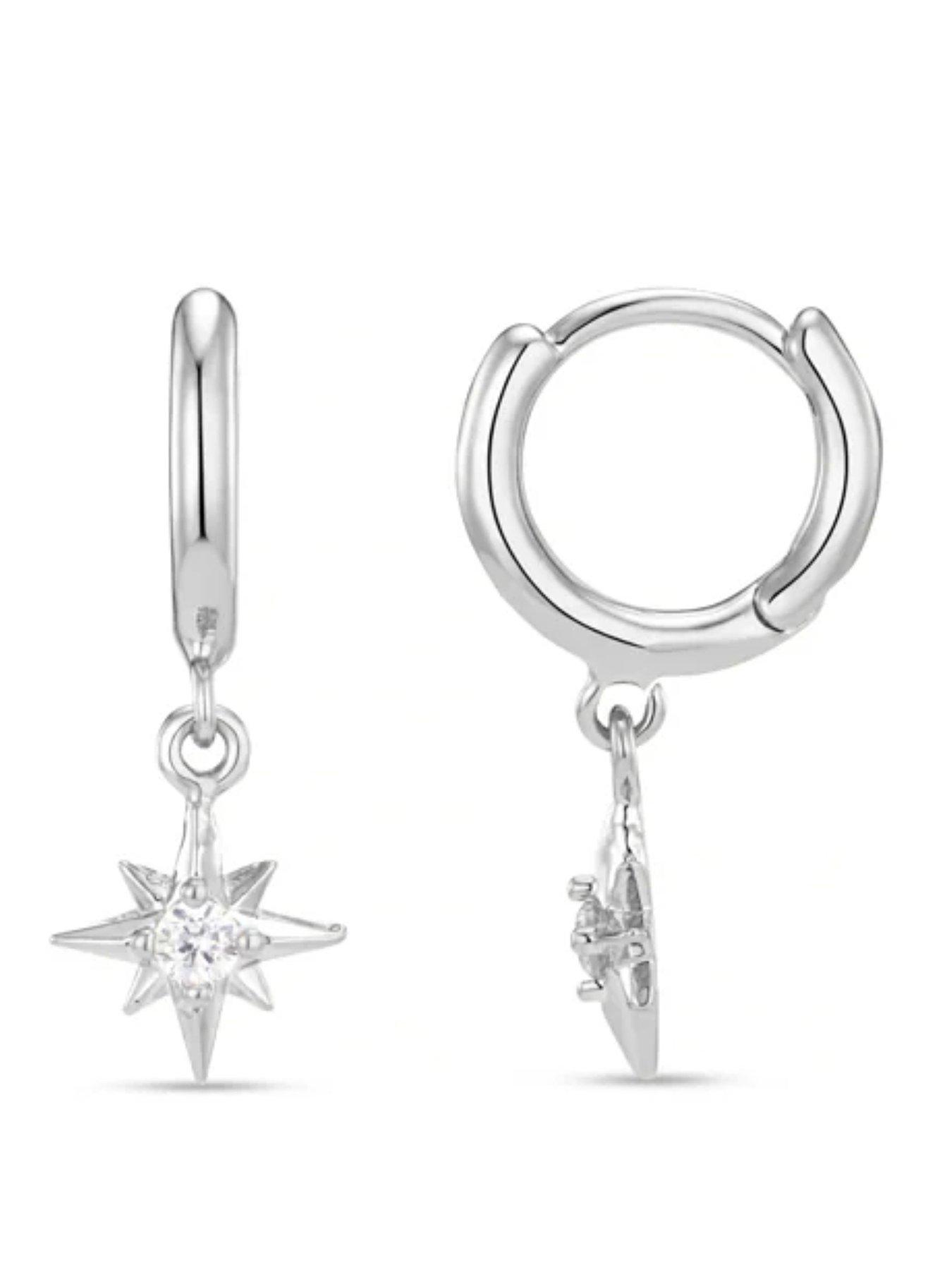 front image of orelia-crystal-starburst-micro-hoop-gift-box-silver