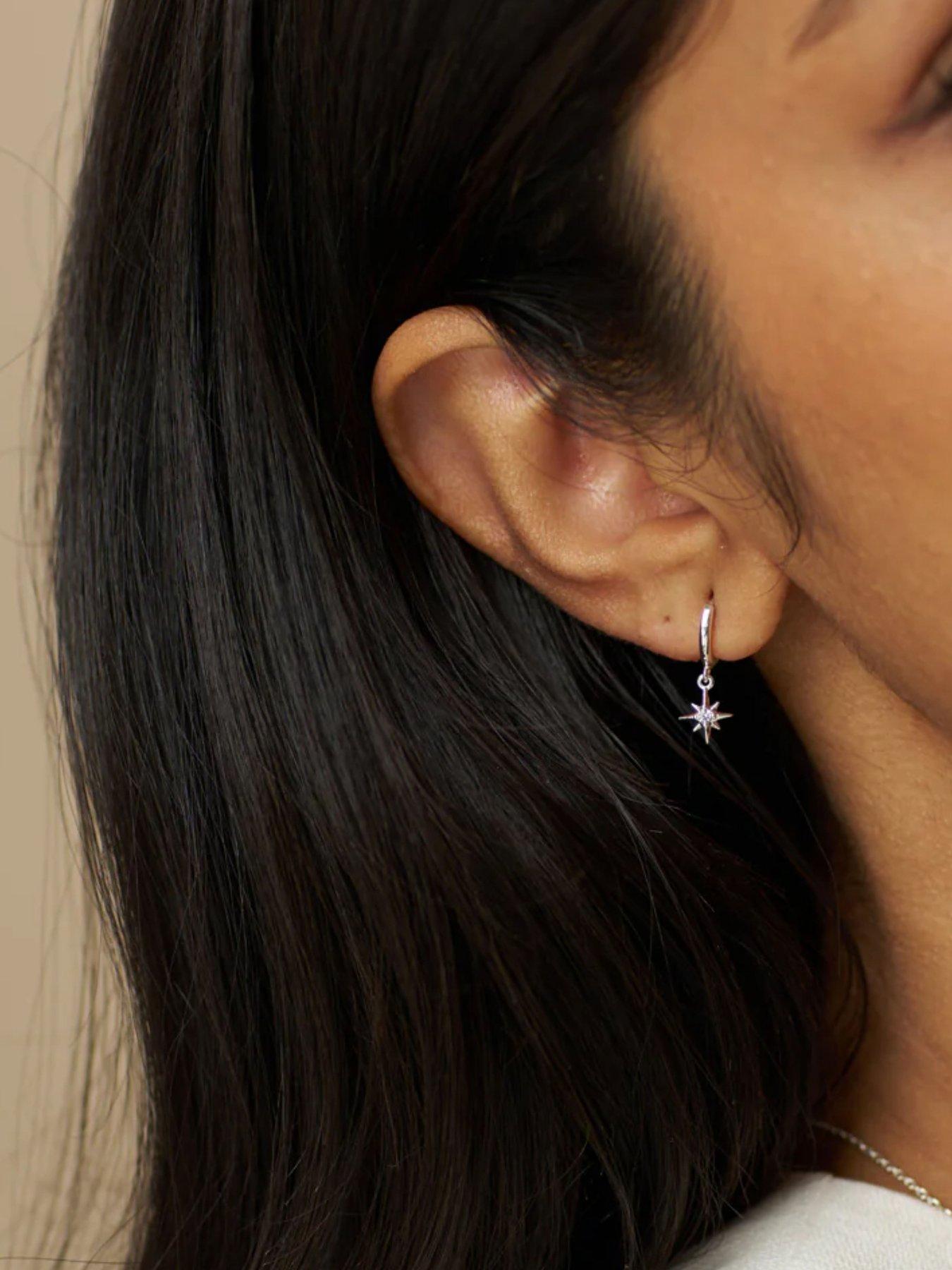  image of orelia-crystal-starburst-micro-hoop-gift-box-silver