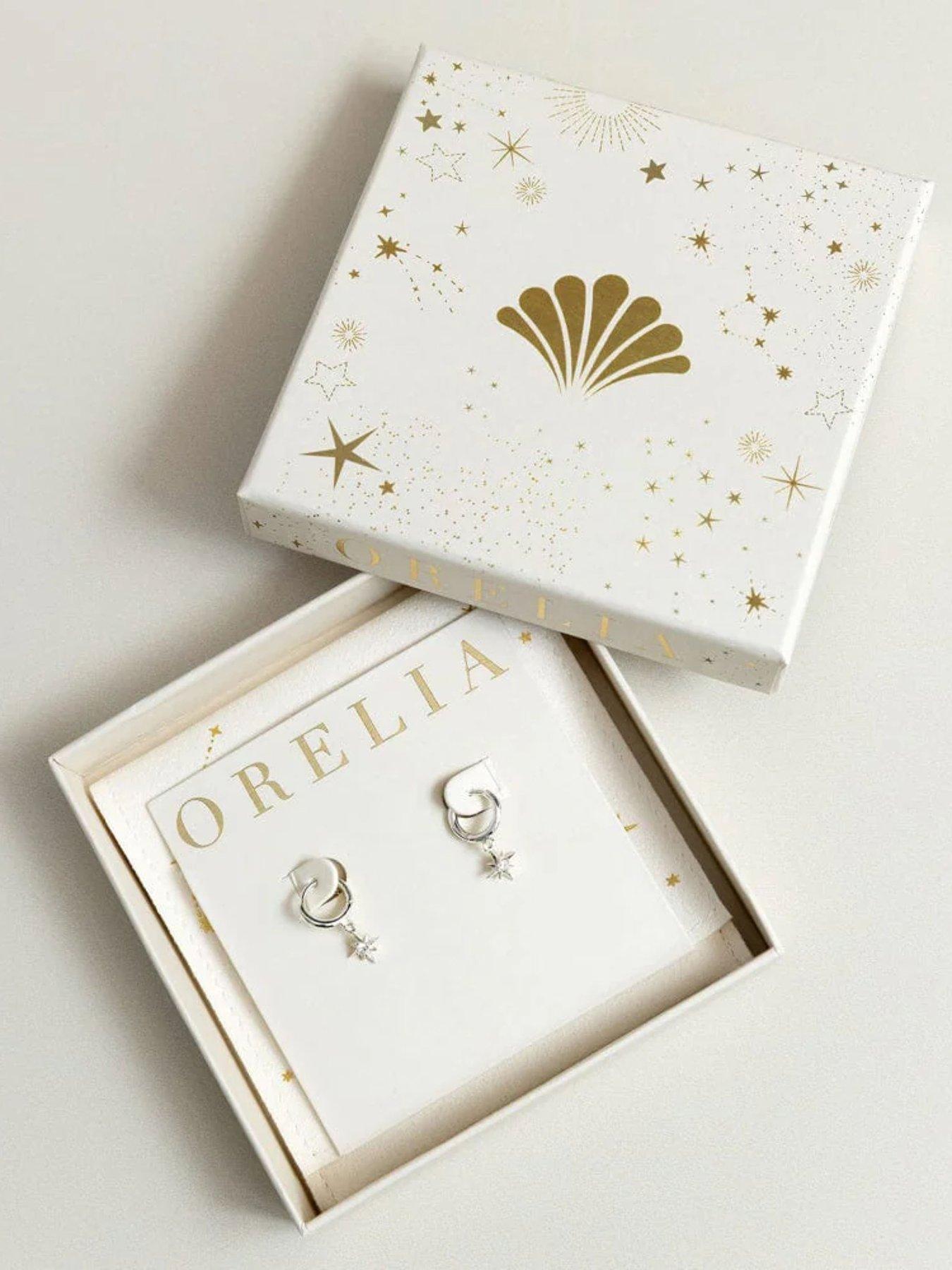  image of orelia-crystal-starburst-micro-hoop-gift-box-silver