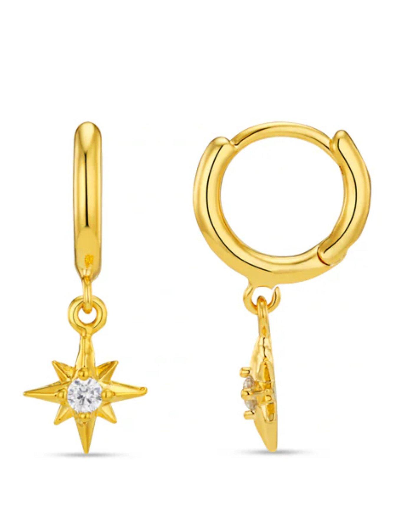 Image 1 of 3 of Orelia Crystal Starburst Micro Hoop Gift Box - Gold