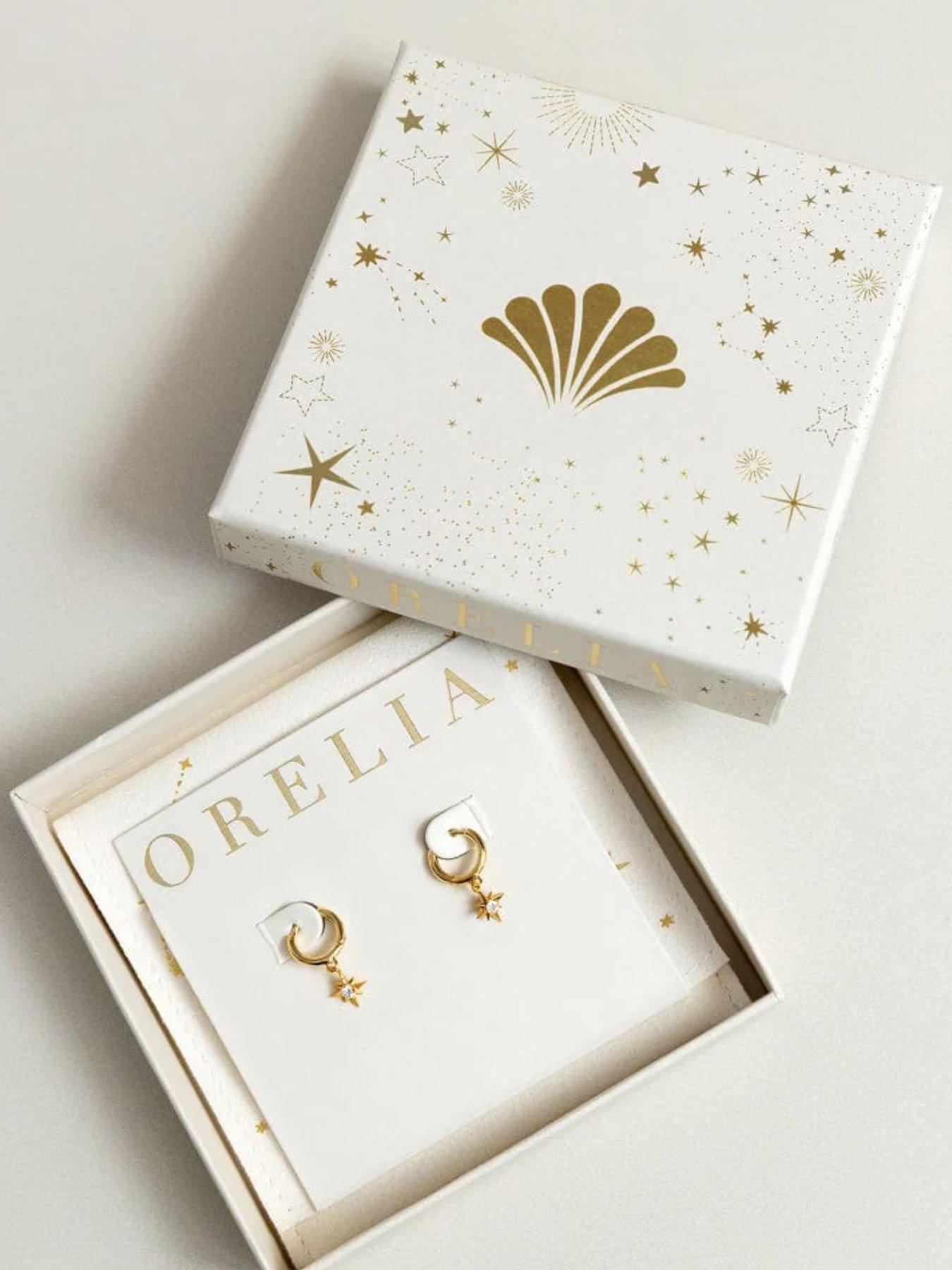 Image 3 of 3 of Orelia Crystal Starburst Micro Hoop Gift Box - Gold
