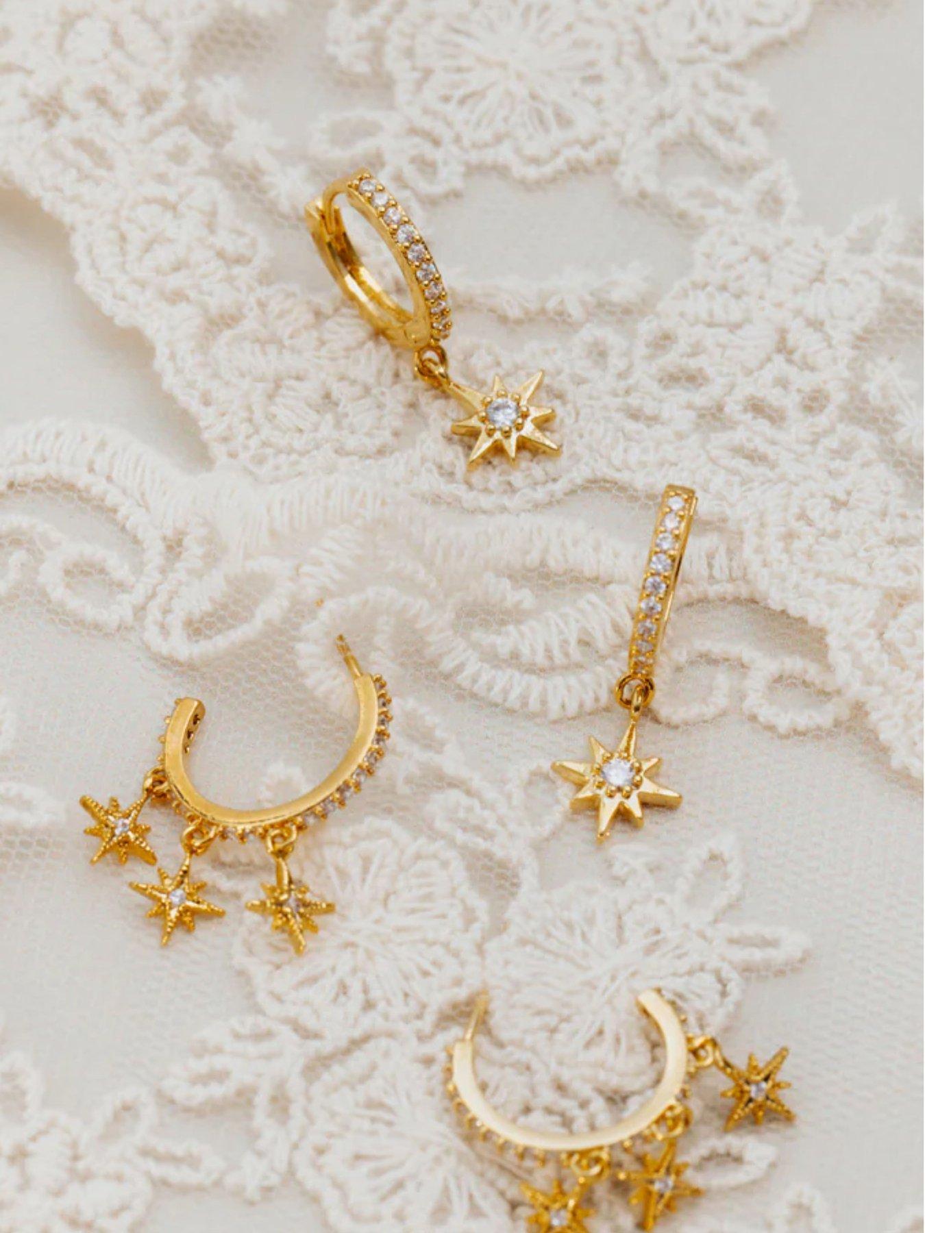  image of orelia-pave-starburst-shaker-hoop-earrings