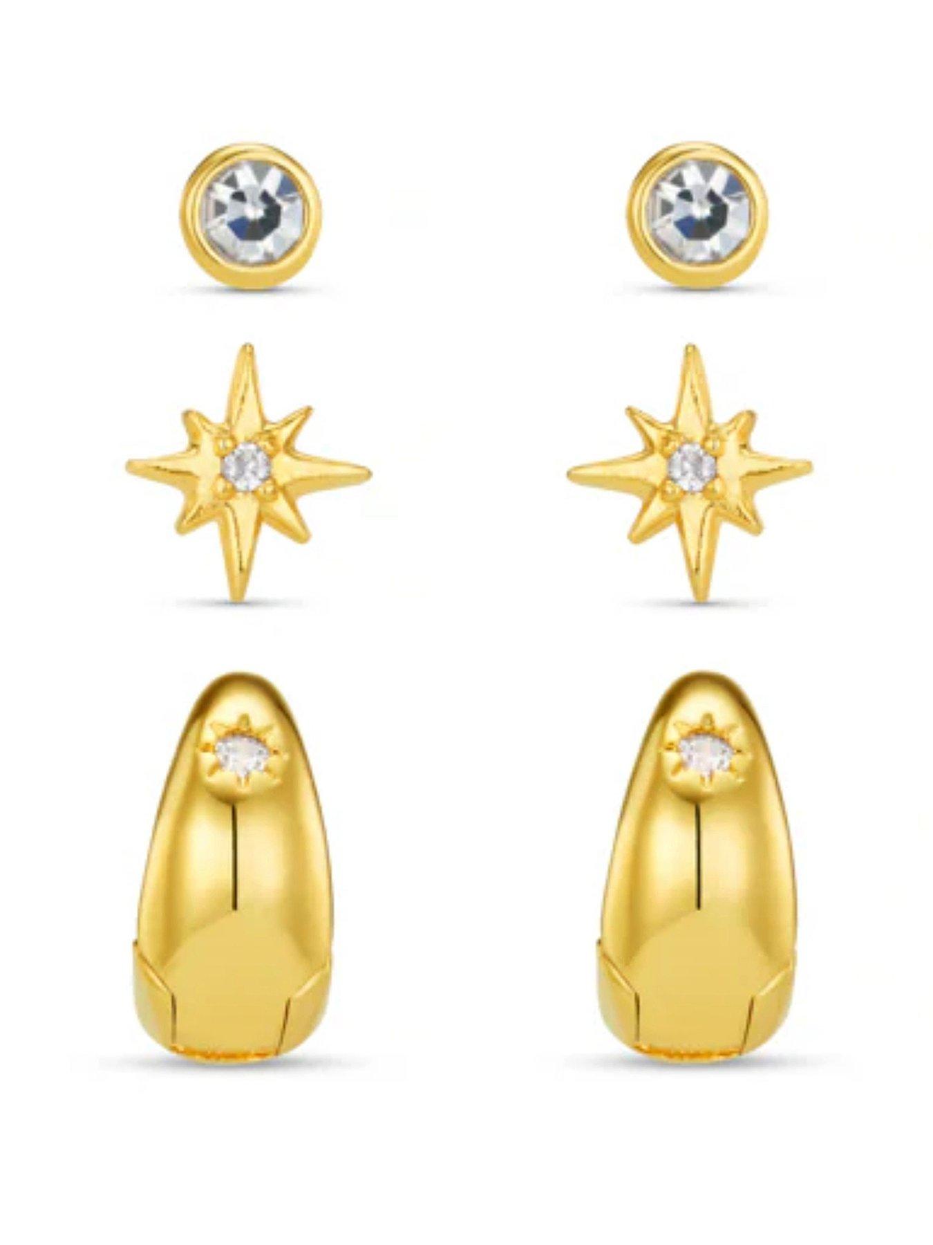 Orelia Starburst Tiny Taper Earring Pack - Gold