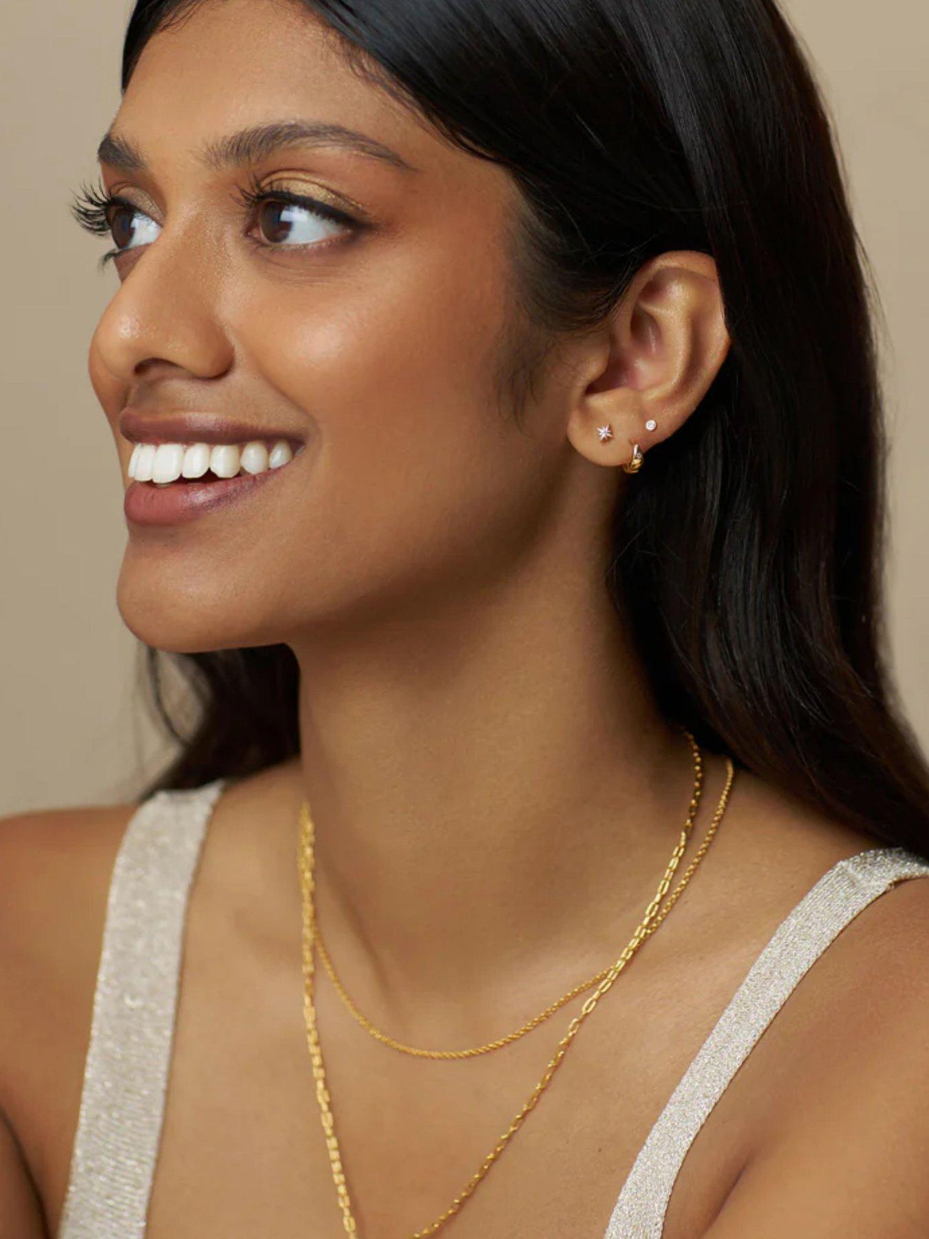 stillFront image of orelia-starburst-tiny-taper-earring-pack-silver