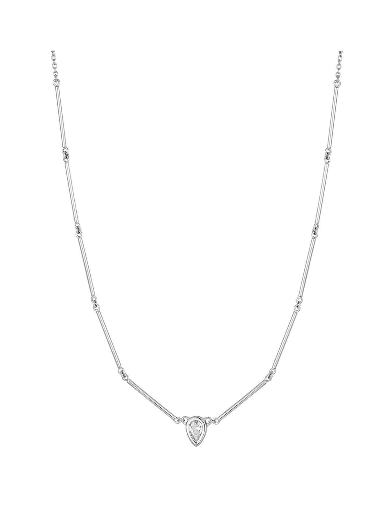Seol + Gold Sterling Silver Teardrop CZ Link Necklace