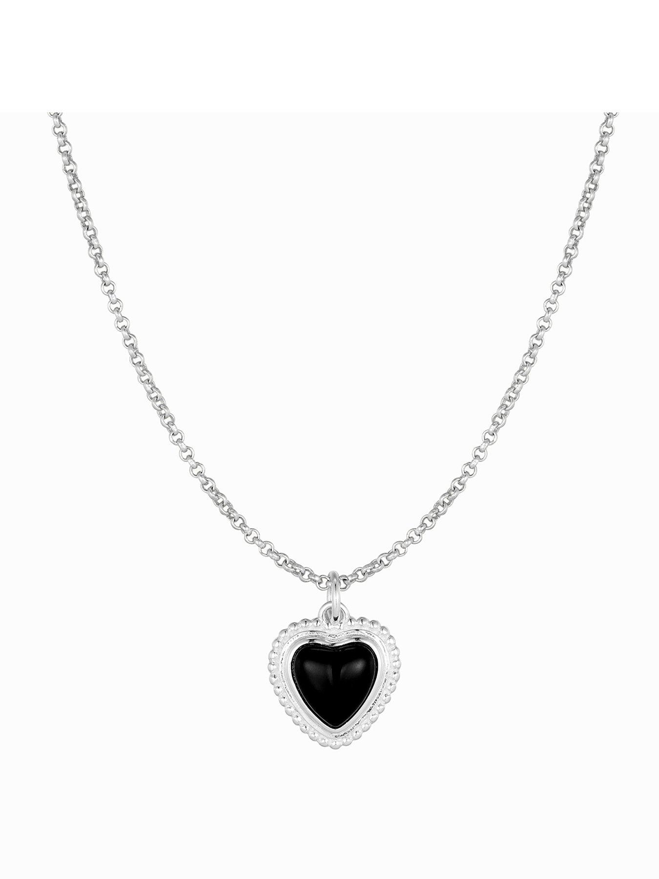 Image 1 of 6 of Seol + Gold Sterling Silver Onyx Heart Necklace