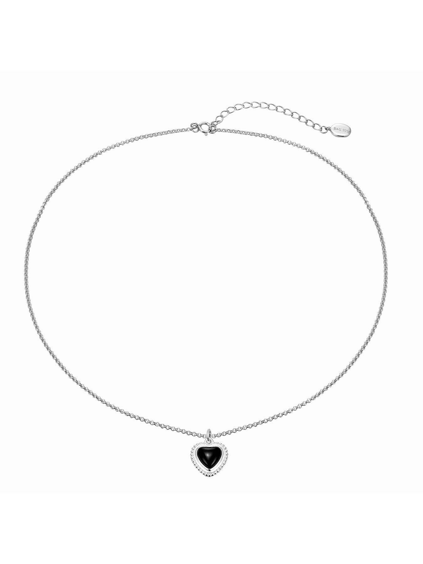 Image 4 of 6 of Seol + Gold Sterling Silver Onyx Heart Necklace