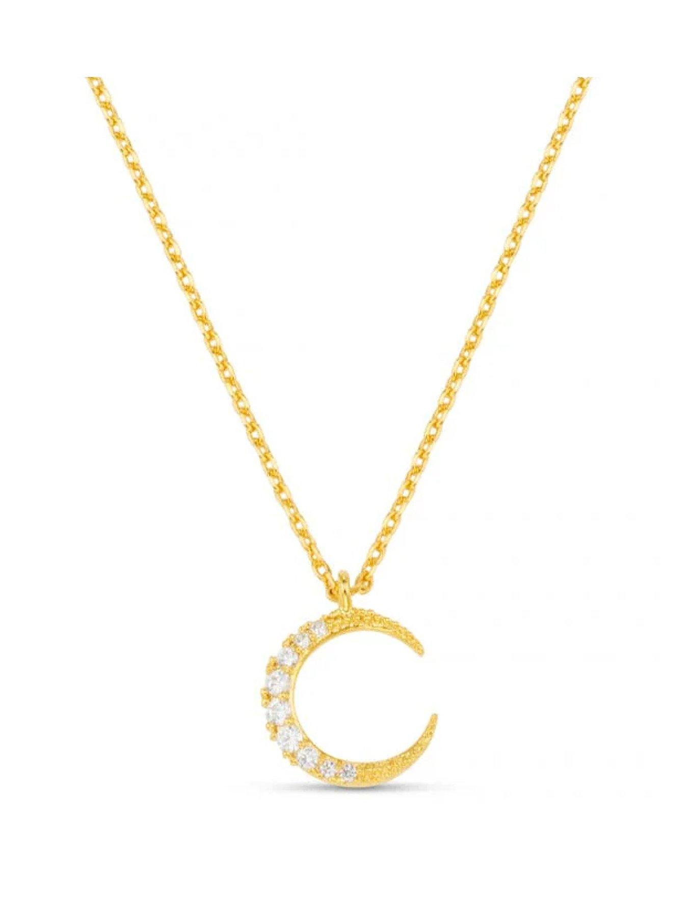  image of orelia-pave-moon-charm-necklace-gift-box-gold