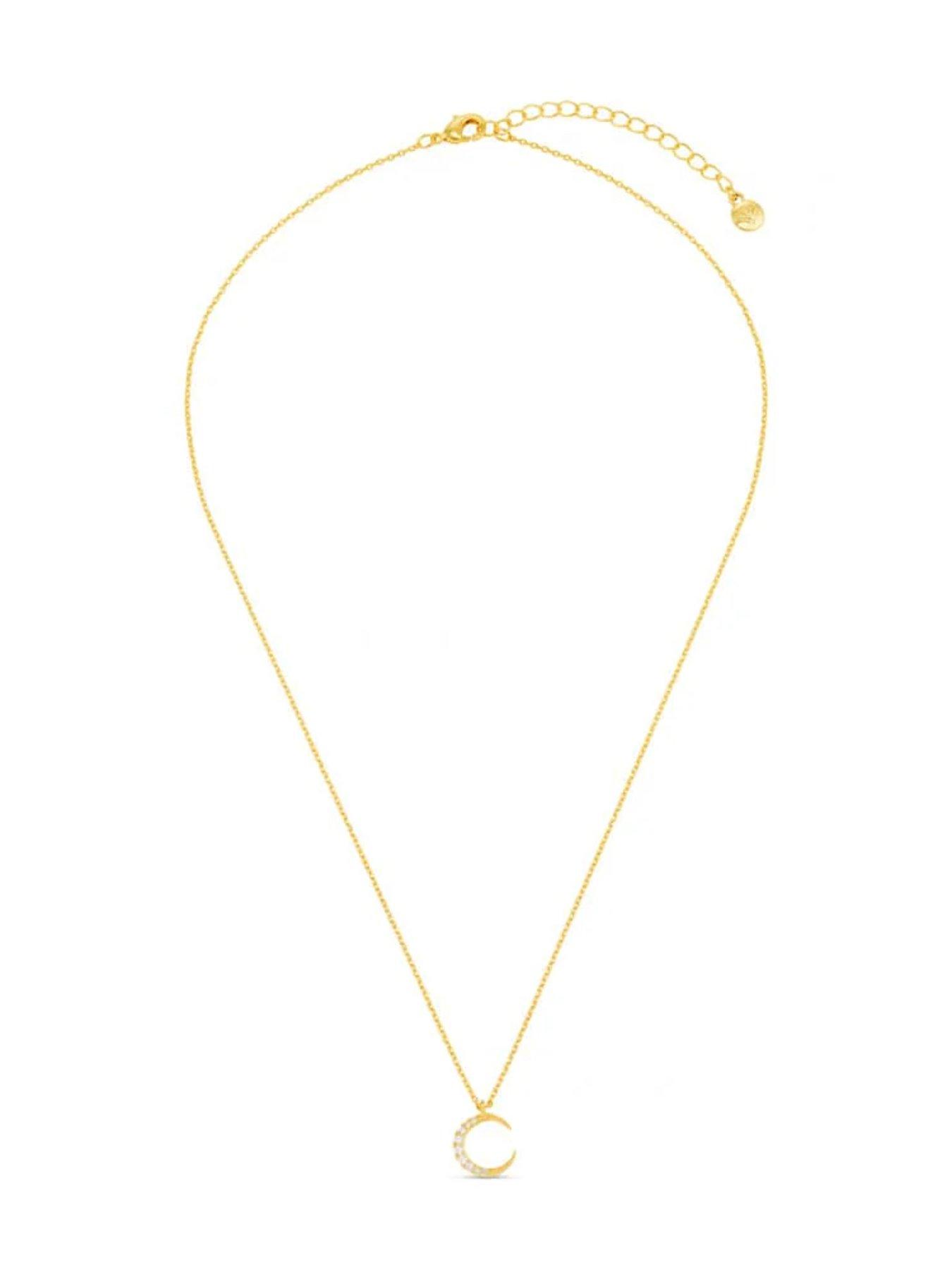  image of orelia-pave-moon-charm-necklace-gift-box-gold