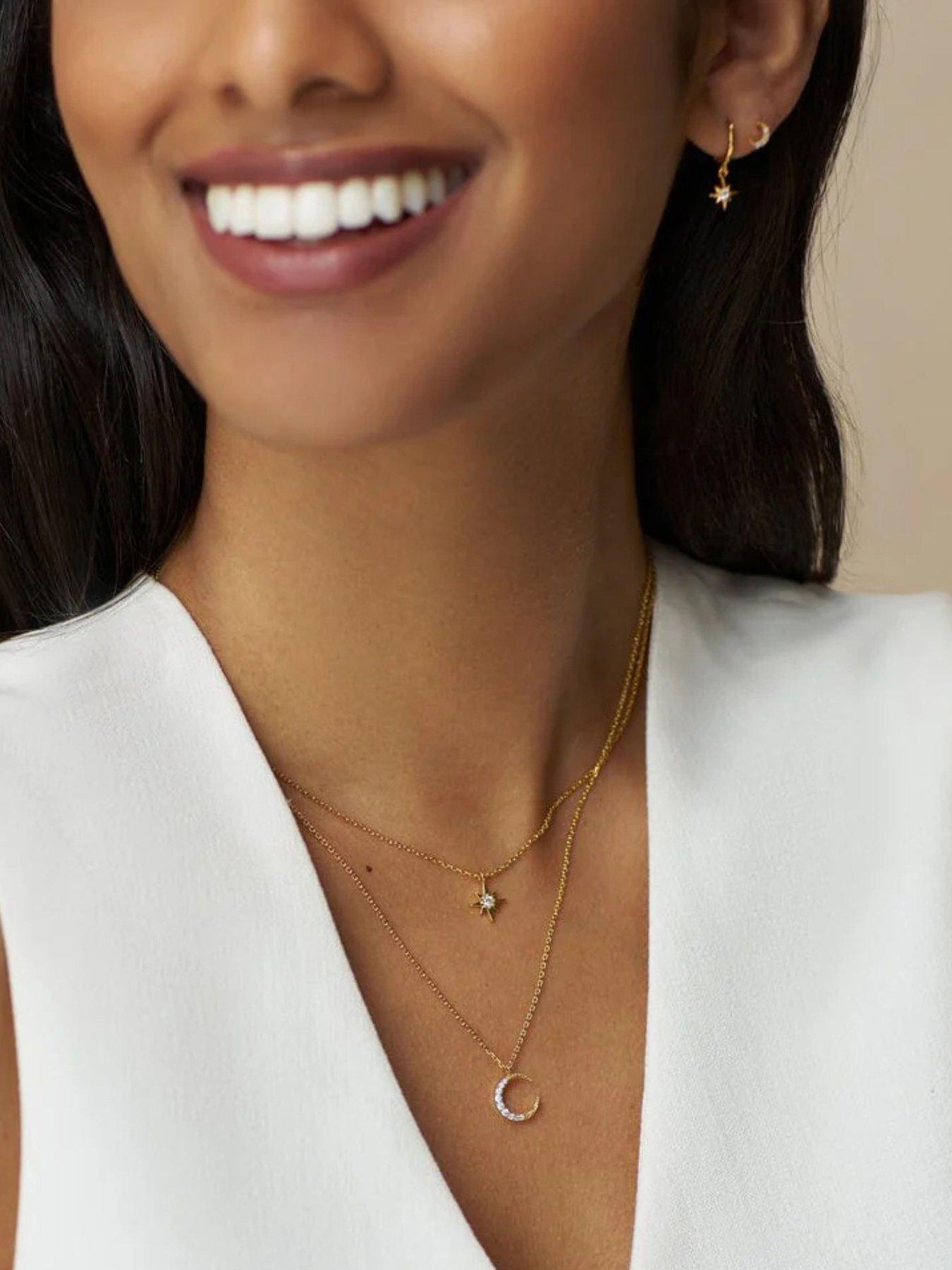  image of orelia-crystal-starburst-charm-necklace-gift-box-gold