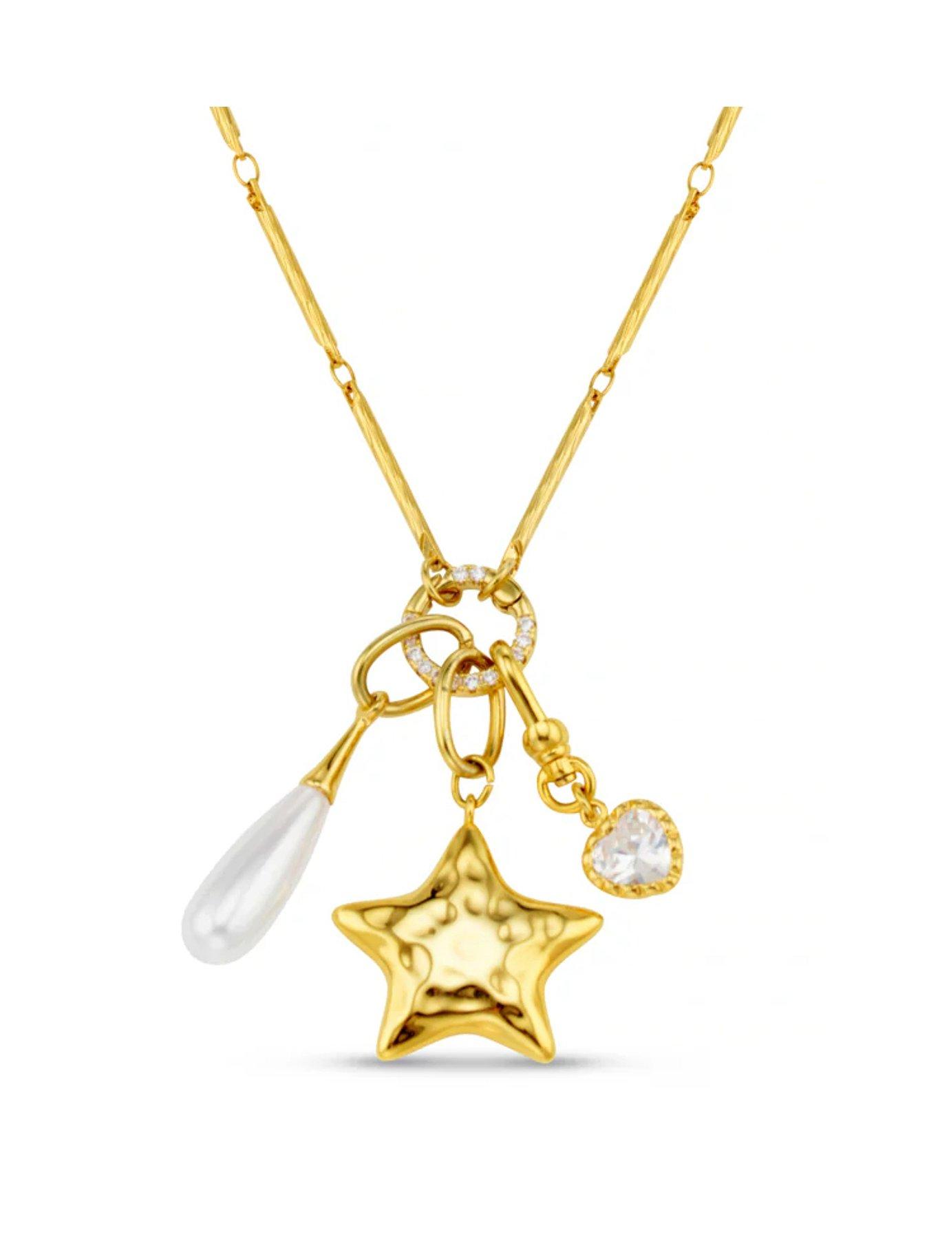 Image 1 of 3 of Orelia Mixed Charm Long Cluster Necklace 22" - Gold