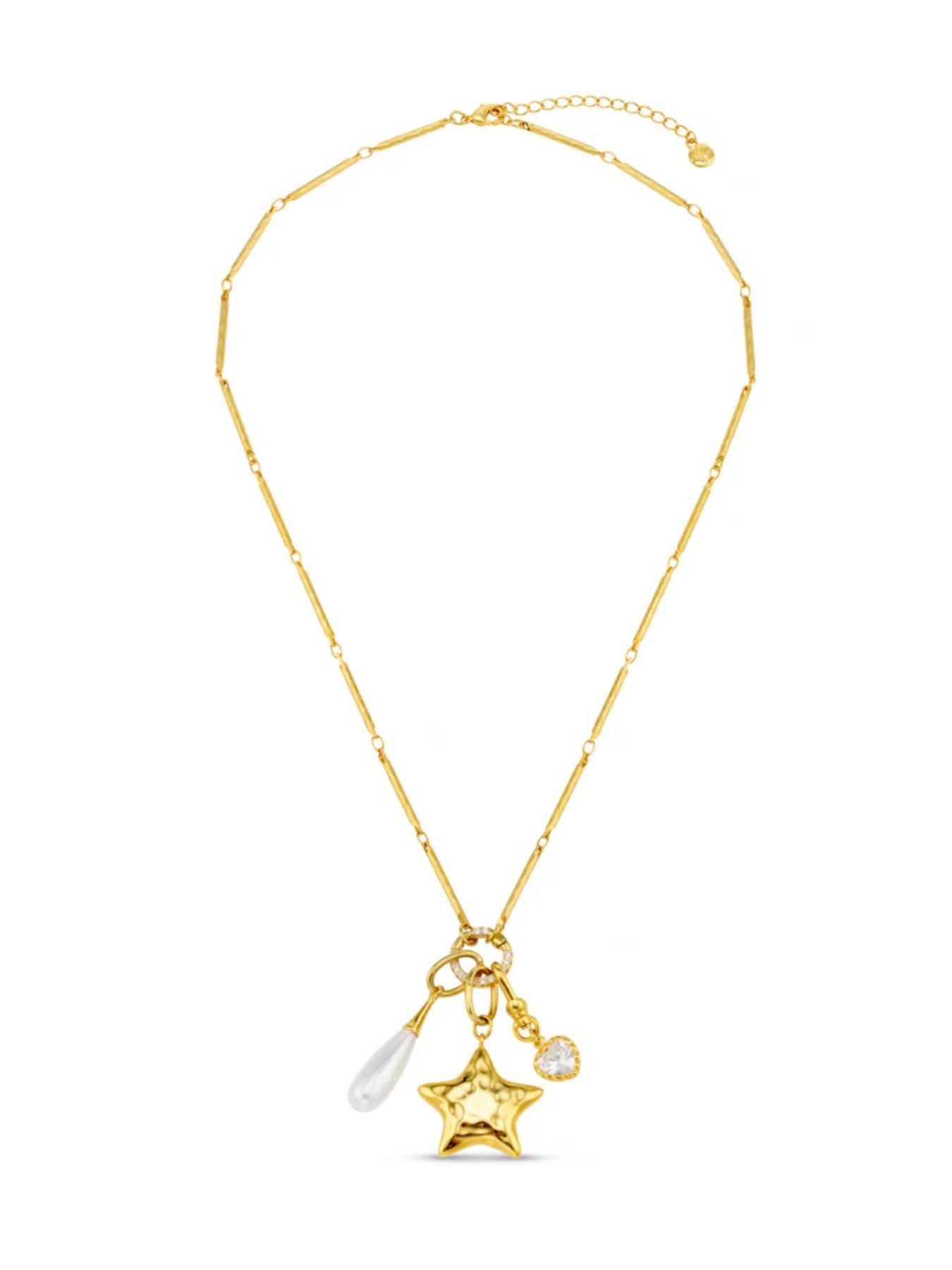 Image 2 of 3 of Orelia Mixed Charm Long Cluster Necklace 22" - Gold
