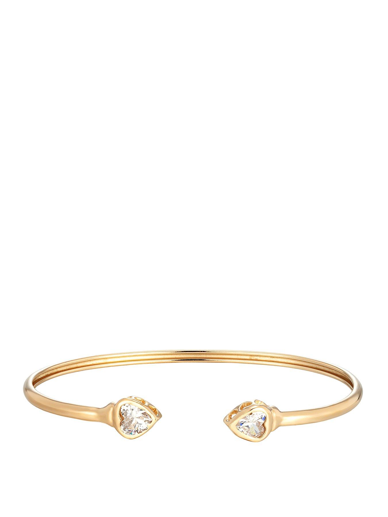 Image 1 of 4 of Seol + Gold 18ct Gold Plate Over Sterling Silver Heart CZ Torque Bangle