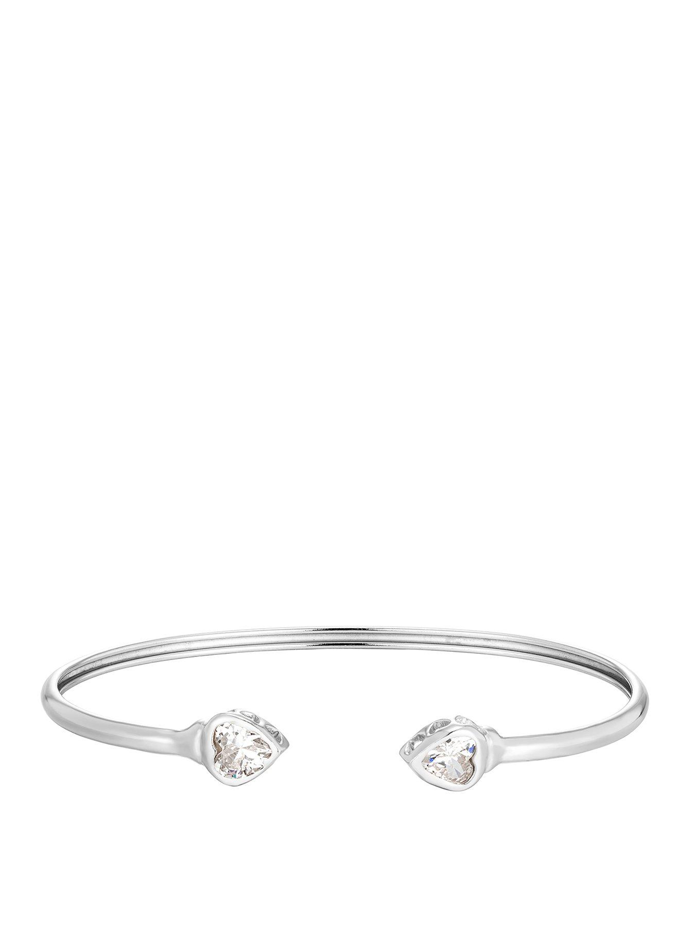 front image of seol-gold-sterling-silver-heart-cz-torque-bangle