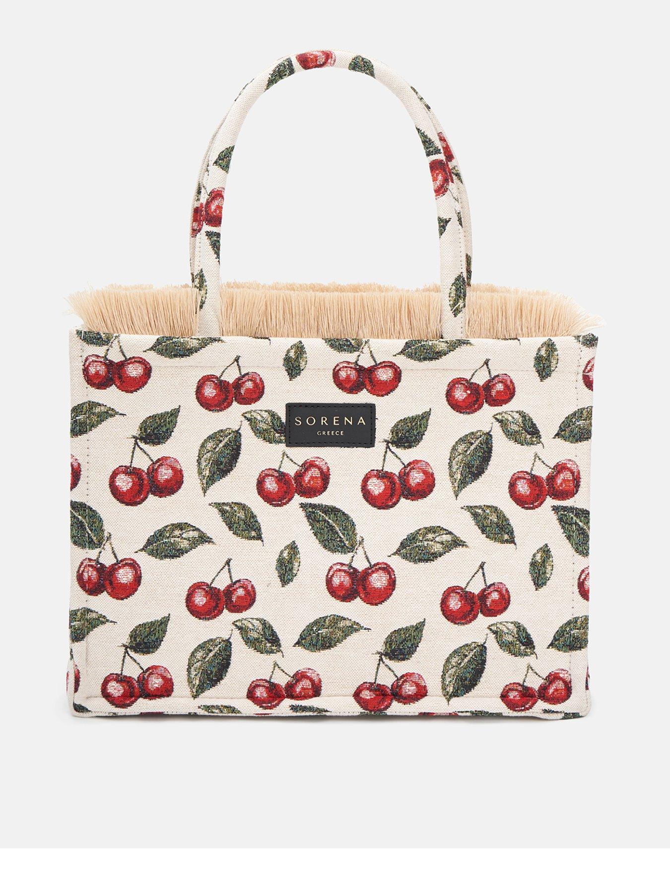 Sorena Cherry Medium Tote Bag - Beige