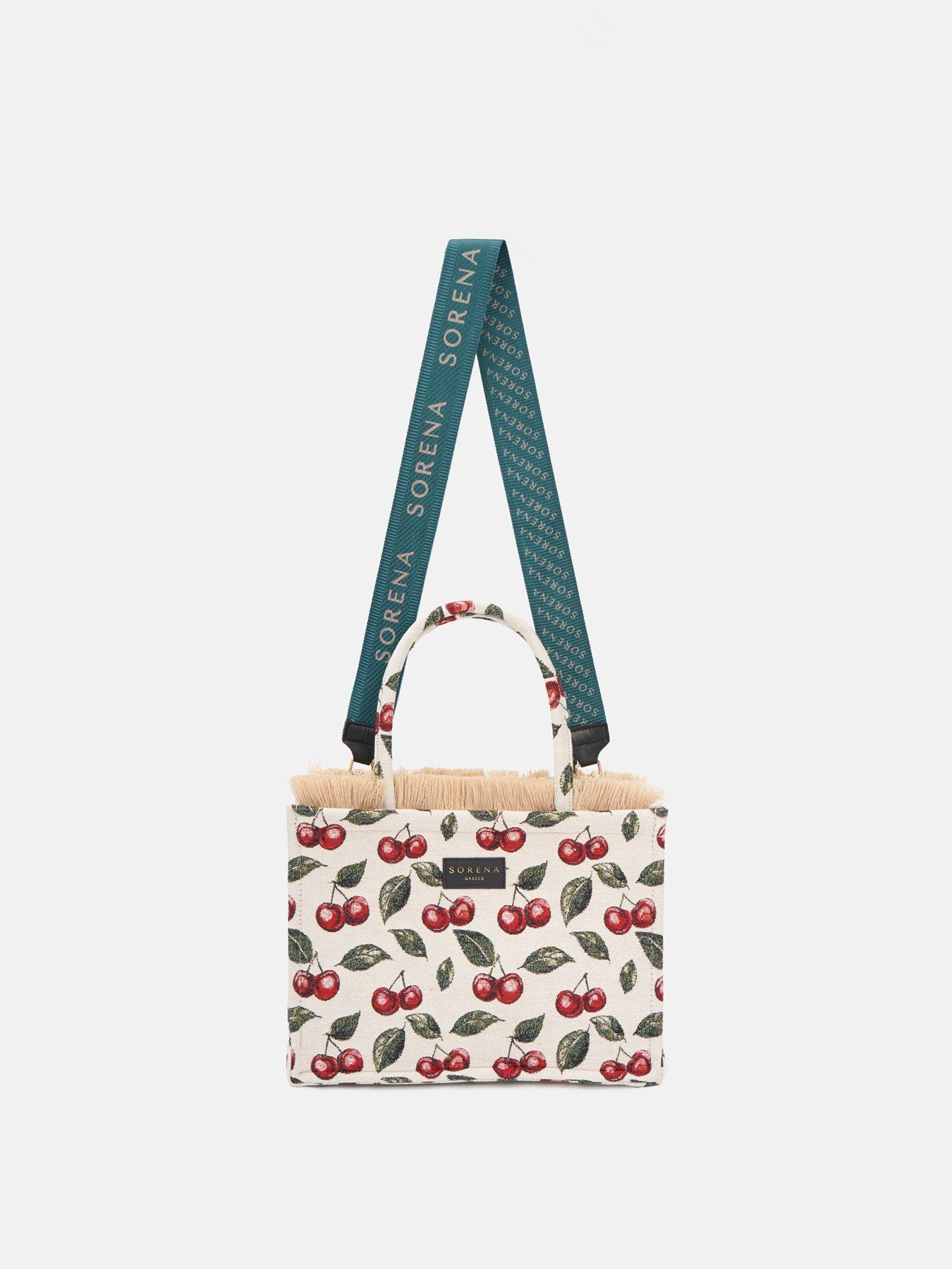 Image 3 of 4 of Sorena Cherry Medium Tote Bag - Beige