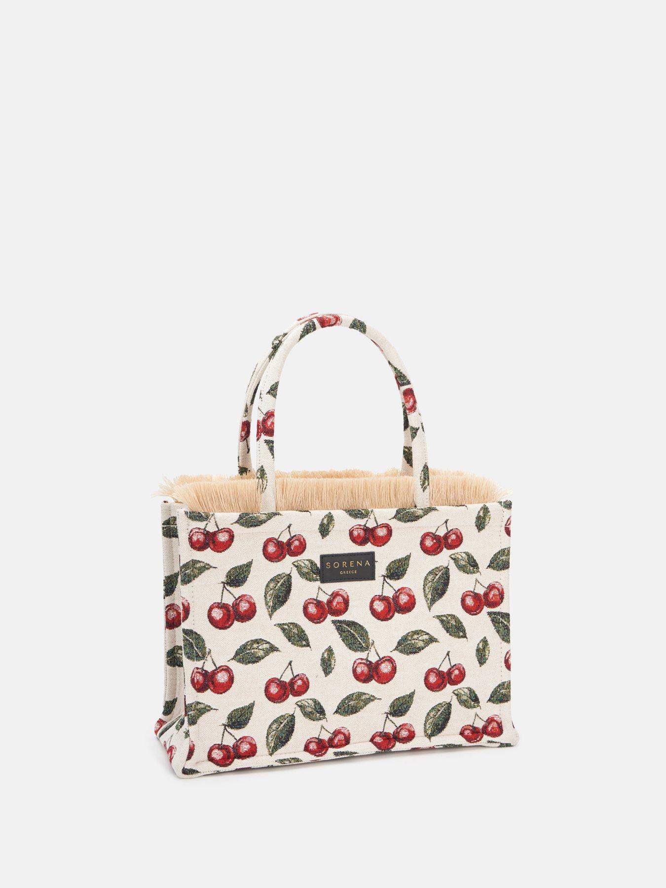 Image 4 of 4 of Sorena Cherry Medium Tote Bag - Beige