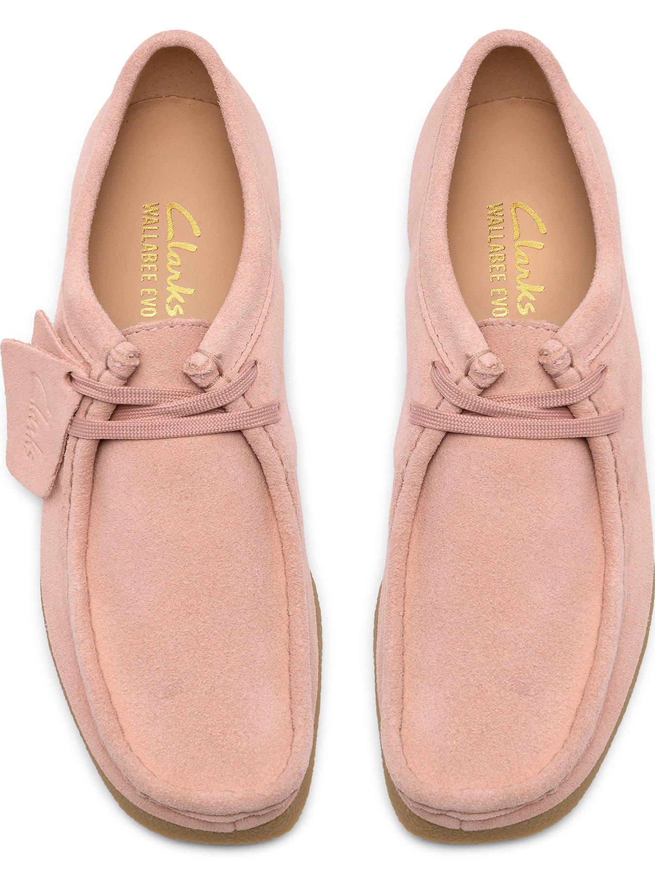  image of clarks-wallabeeevosh-shoes-light-pink-suede