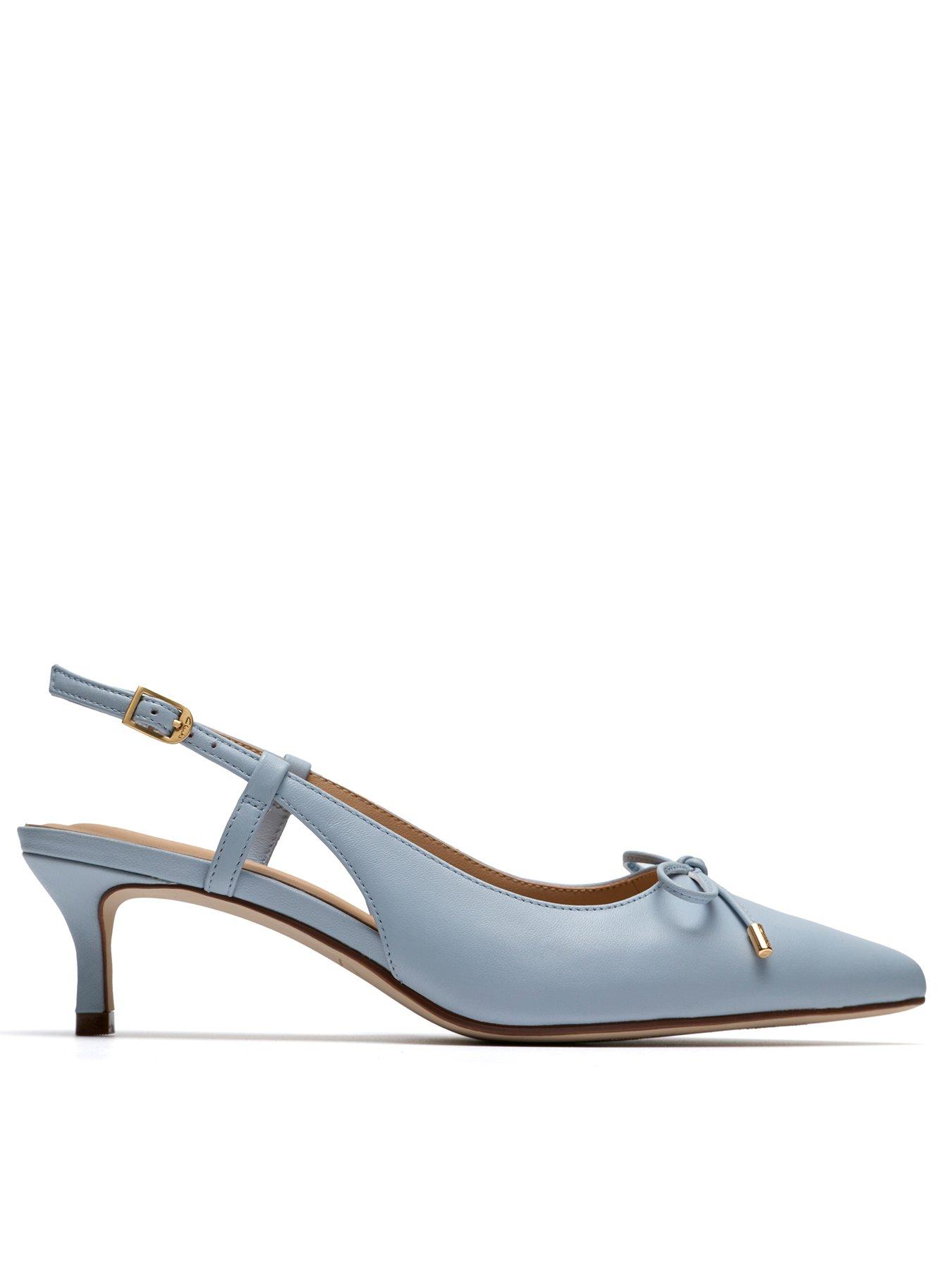 Image 1 of 6 of Clarks Zarey Bow Shoes - Light Blue Lea