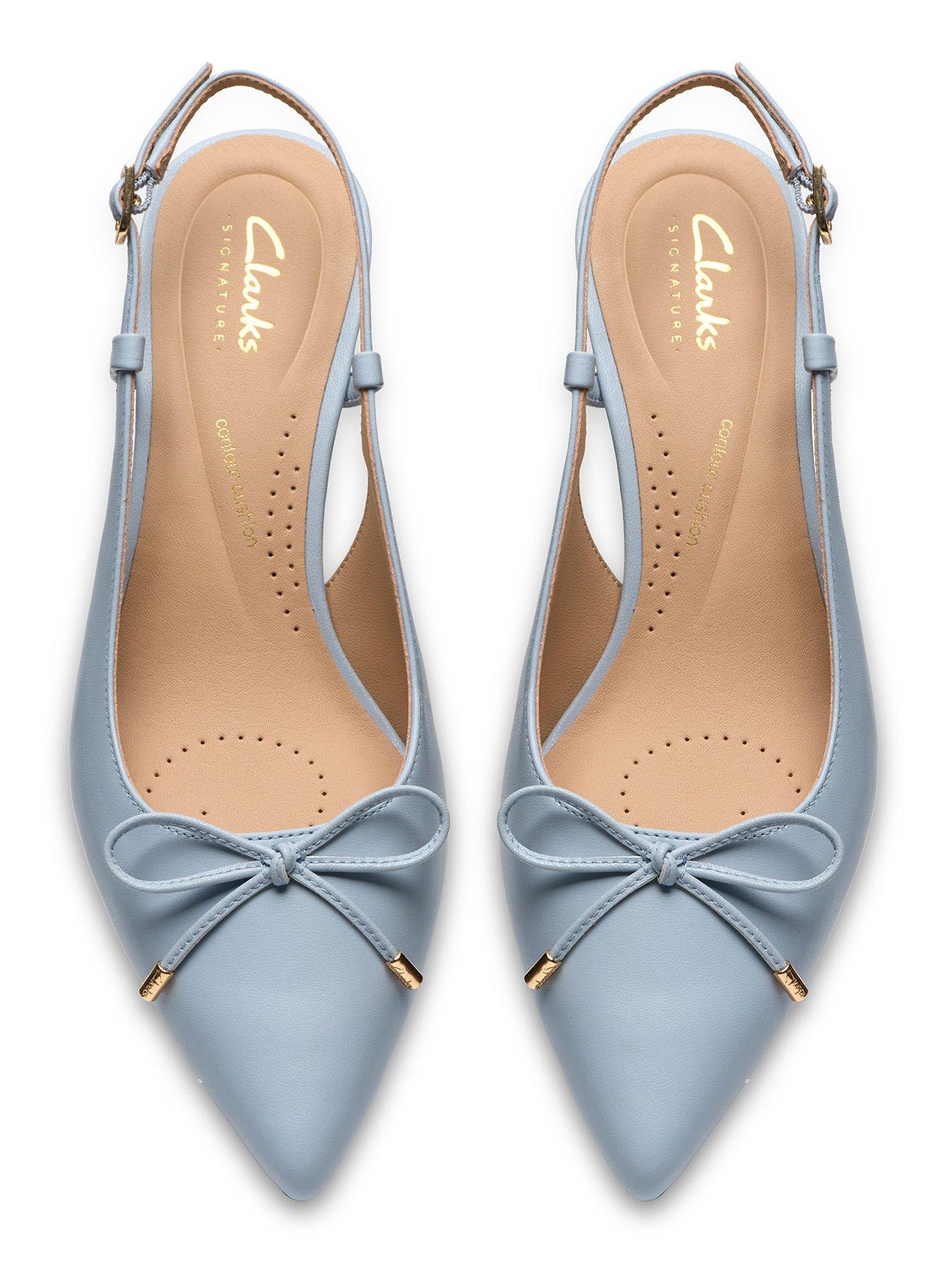 Image 4 of 6 of Clarks Zarey Bow Shoes - Light Blue Lea