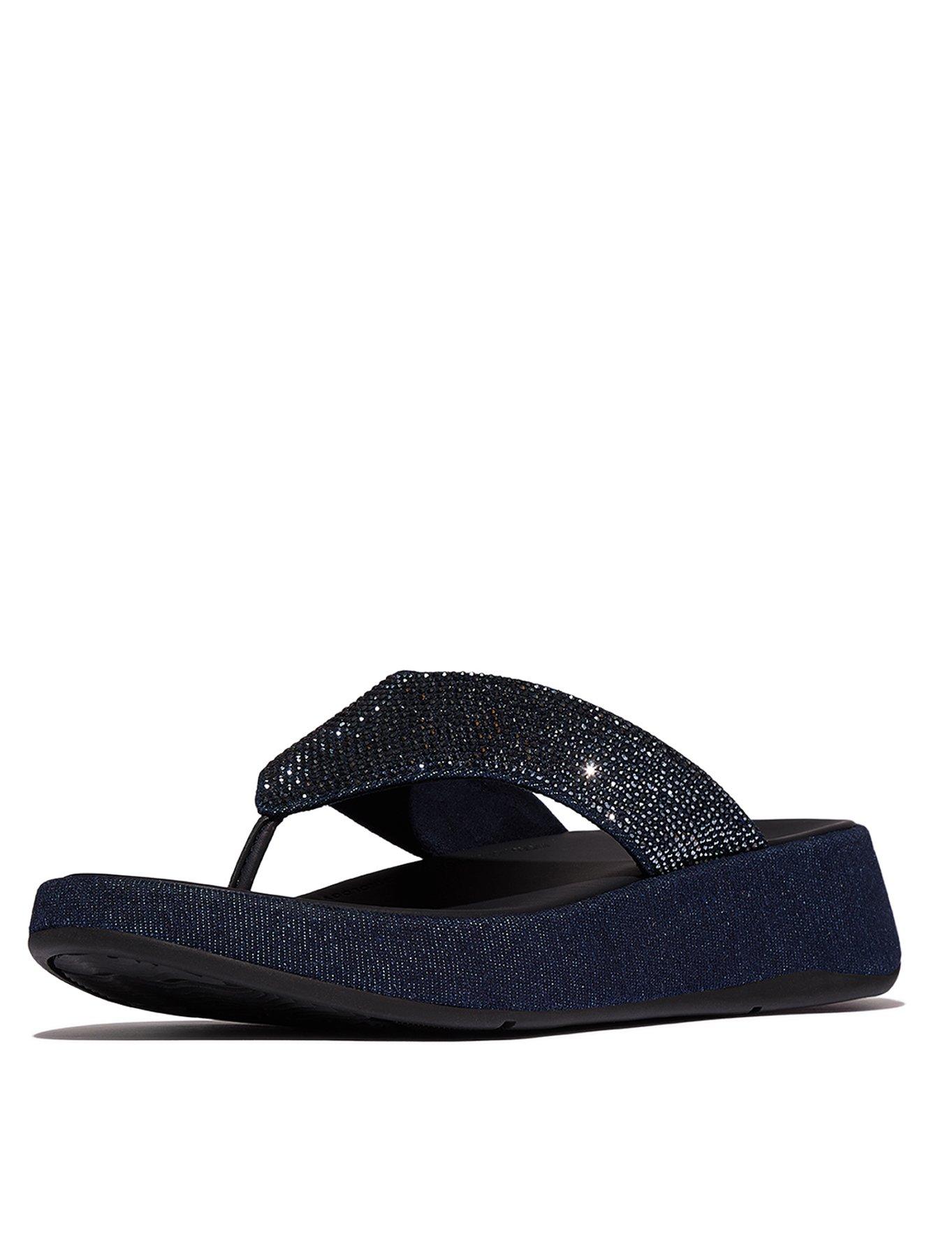 Image 2 of 5 of FitFlop F-mode Toe Post Sandal- Dark Denim