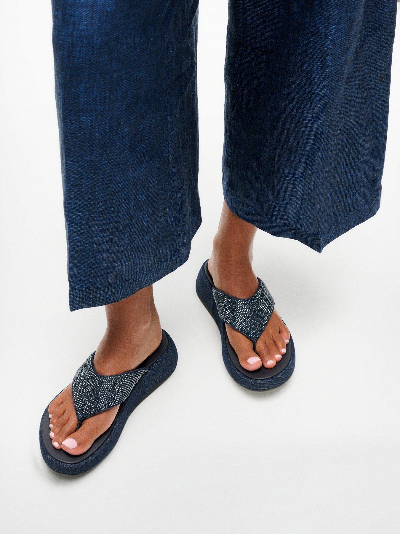Image 4 of 5 of FitFlop F-mode Toe Post Sandal- Dark Denim