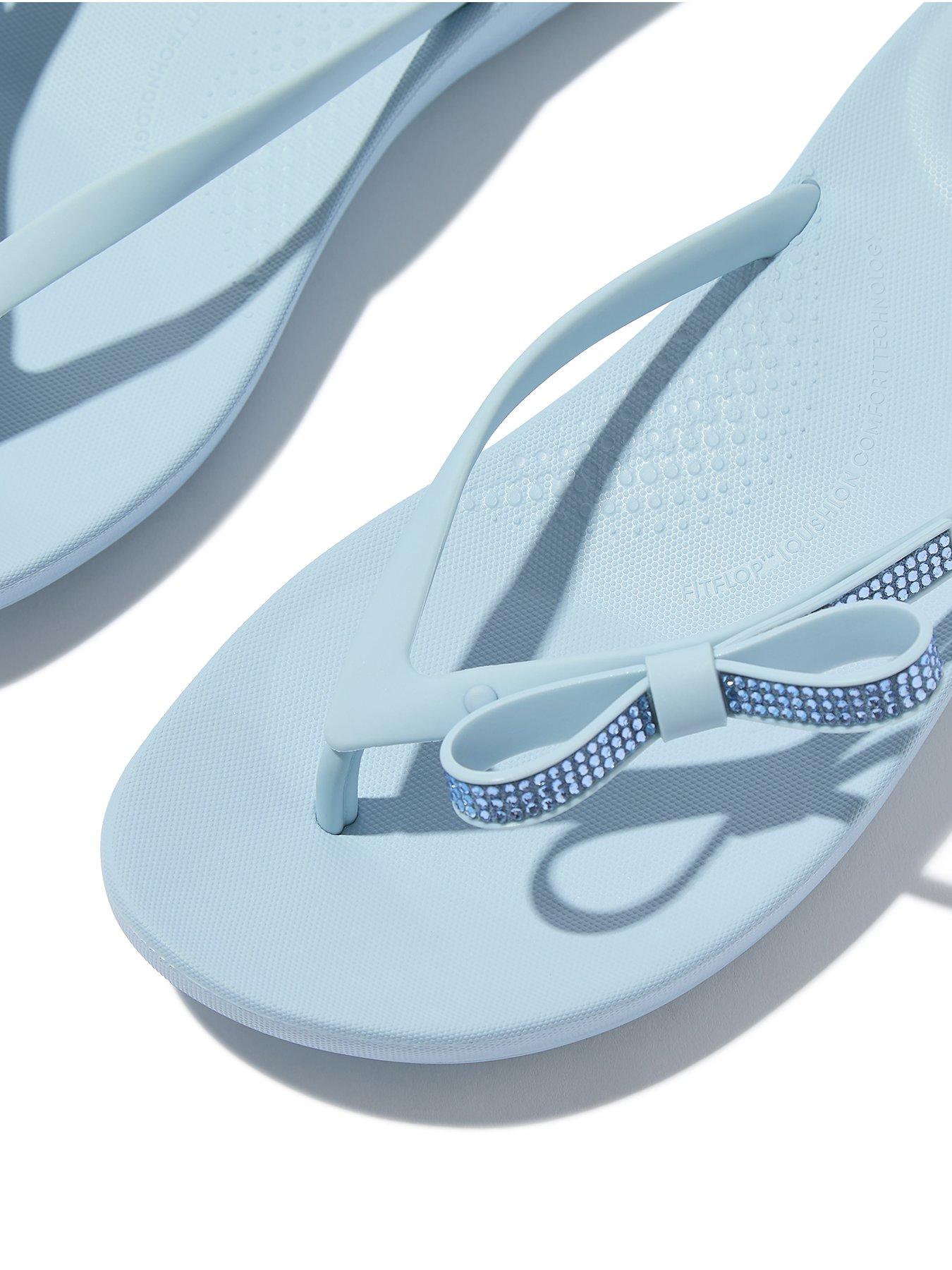  image of fitflop-iqushion-glitz-bow-flip-flops-cloudy-blue