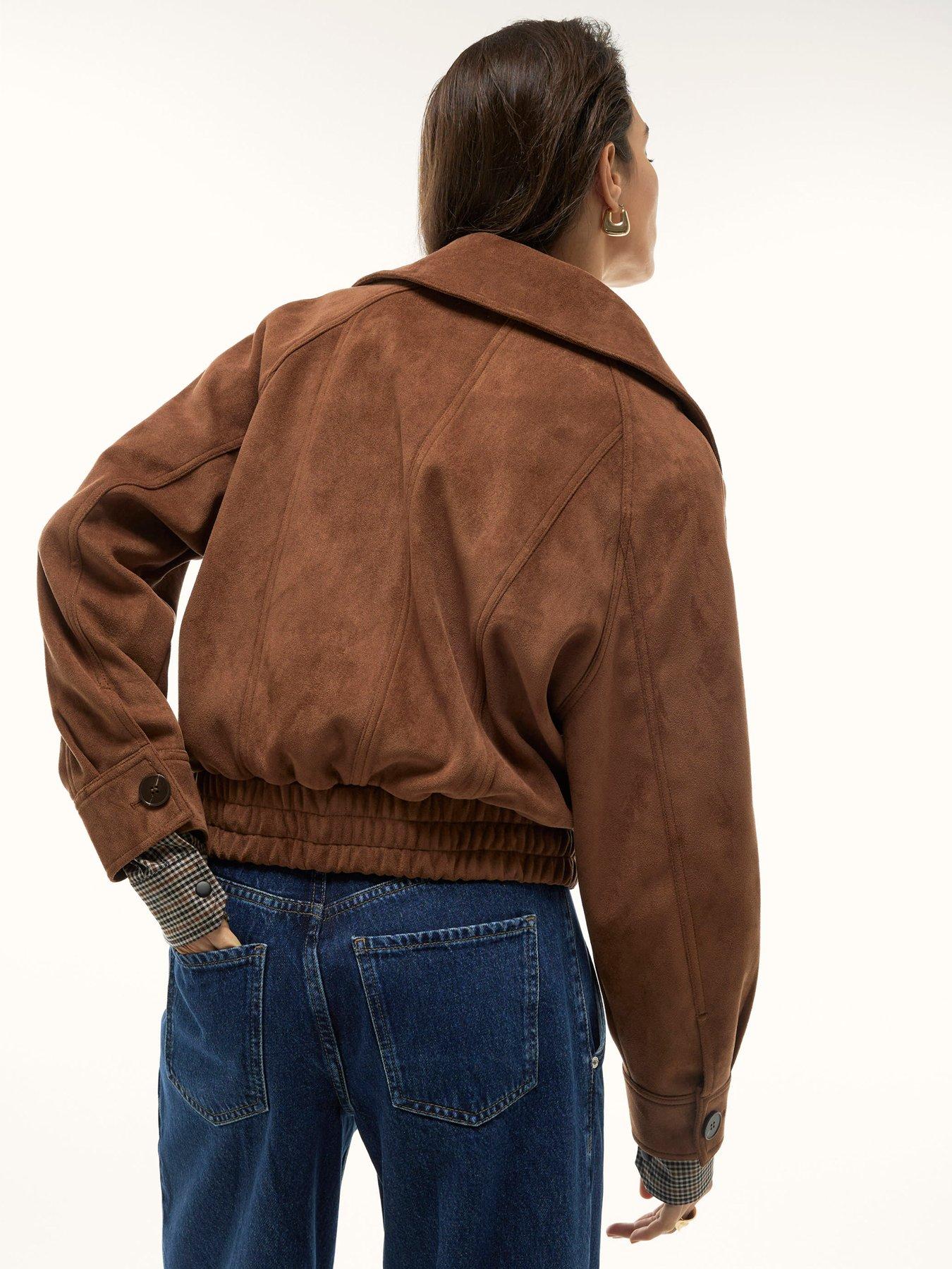 stillFront image of river-island-suedette-dropped-bomber-brown
