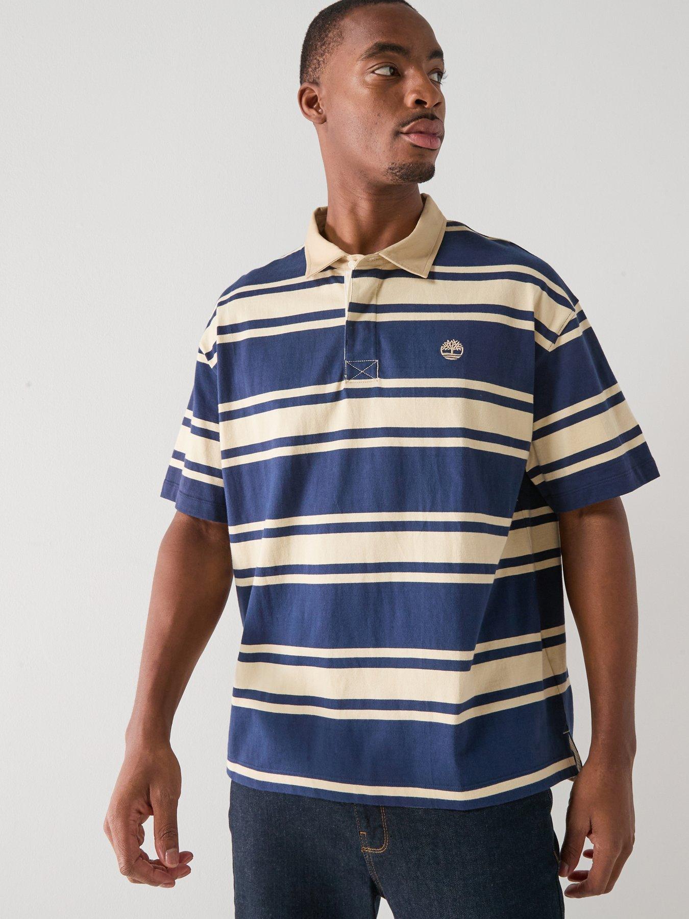 Timberland Short Sleeve Stripe Rubgy Polo Shirt - Navy