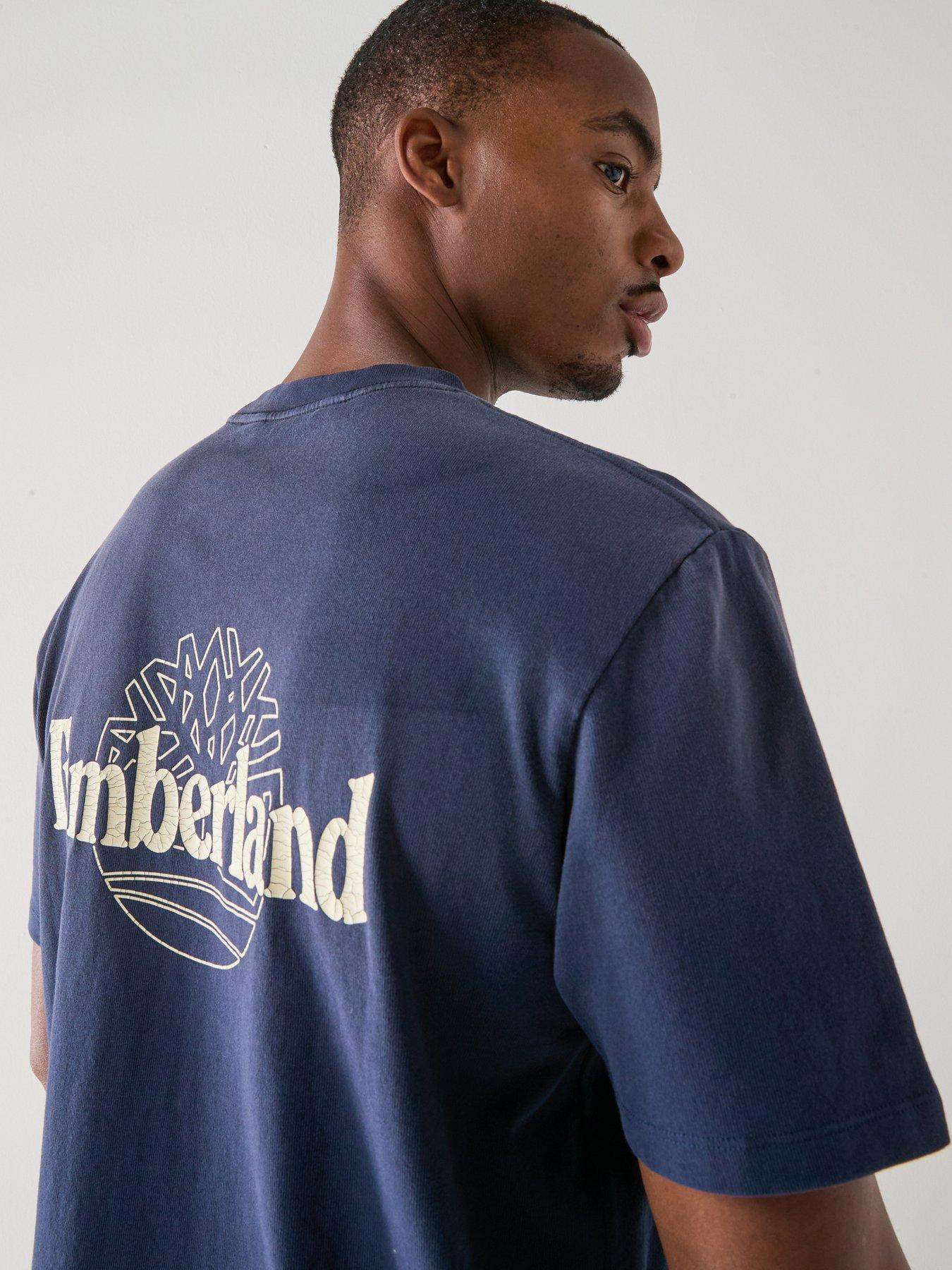 Image 2 of 6 of Timberland Sunfaded Back Tree Logo T-shirt - Navy