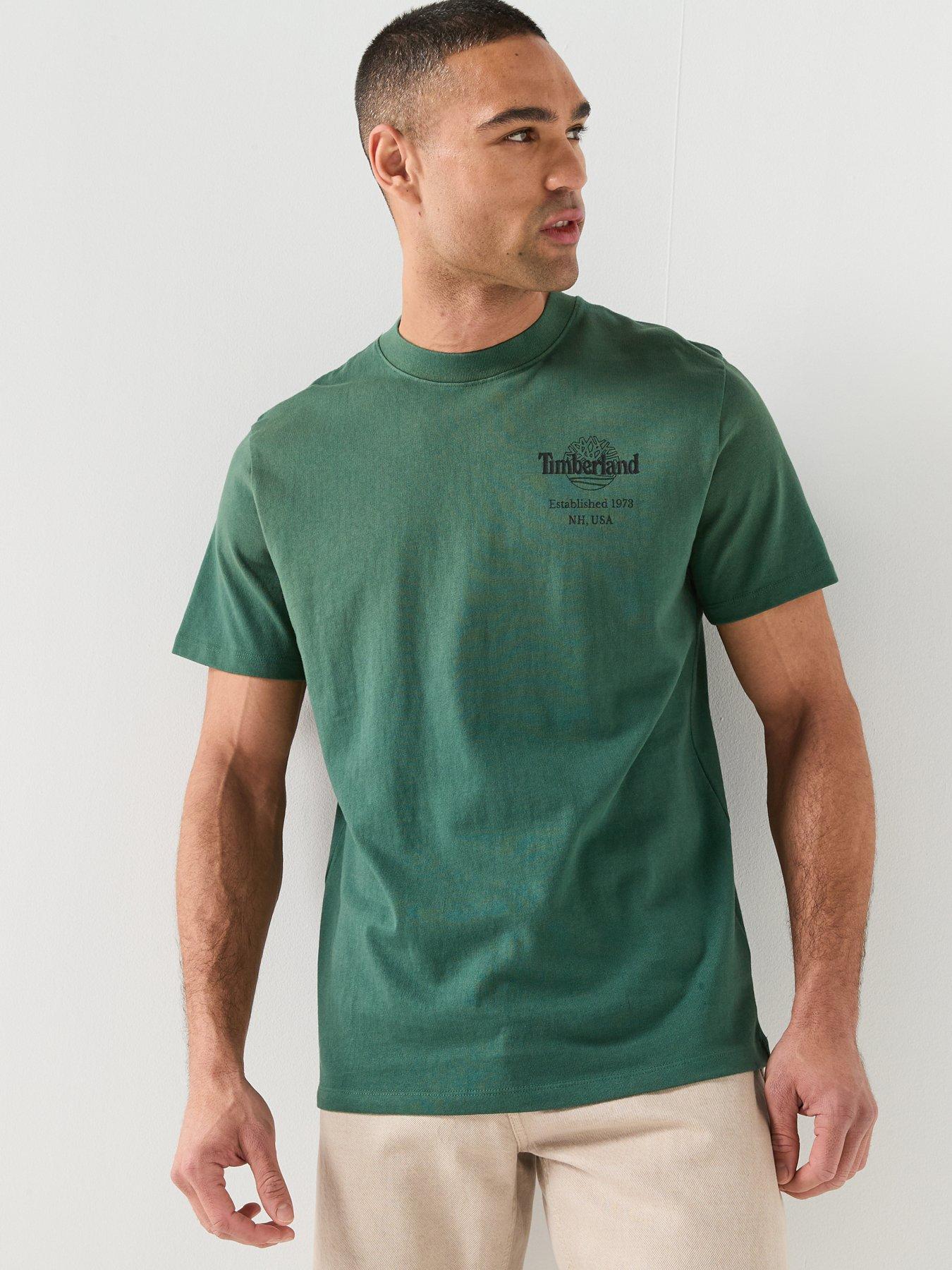 Image 2 of 6 of Timberland Sunfaded Back Tree Logo T-Shirt - Dark Green